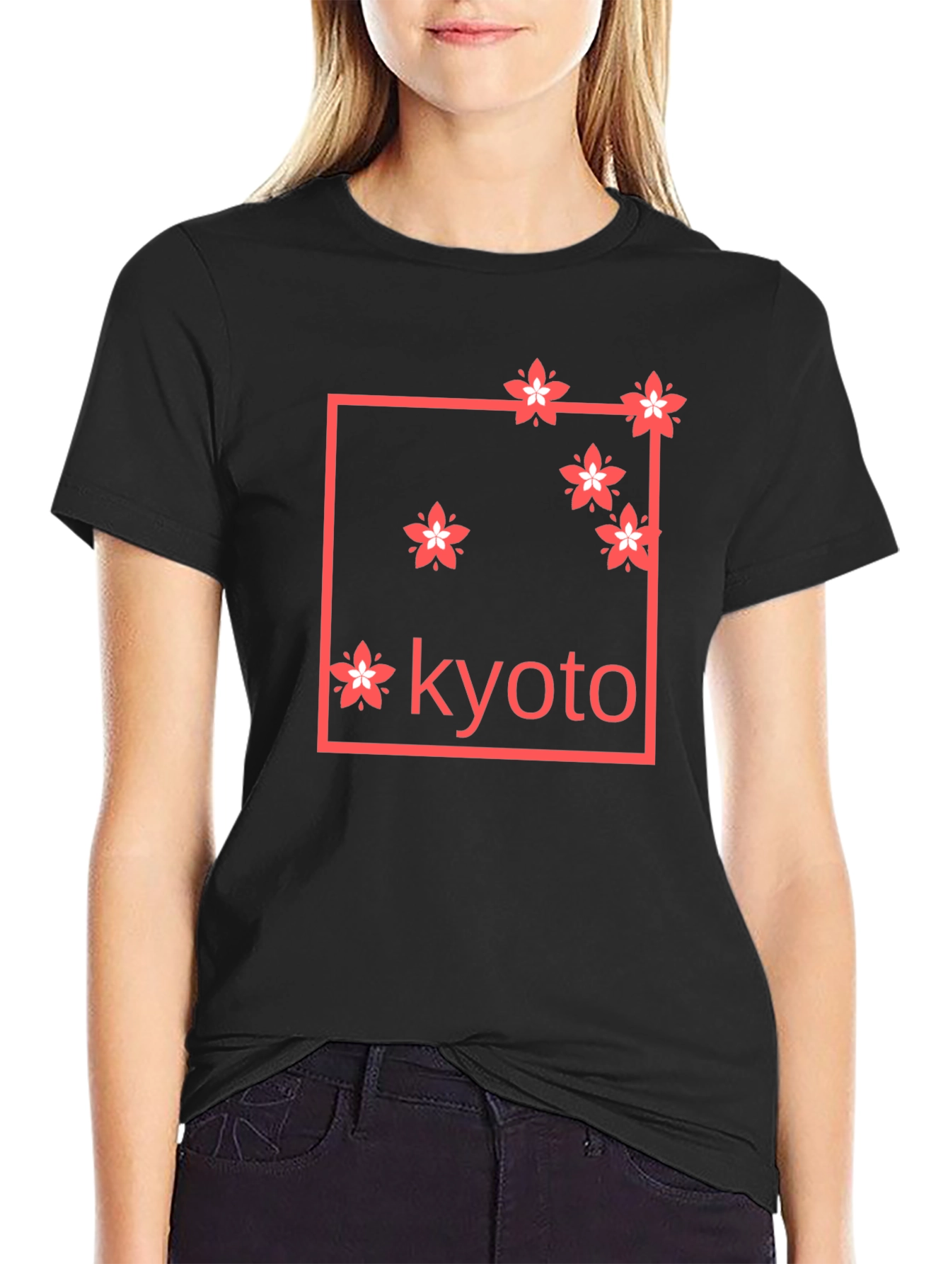 Kyoto Cherry Blossom Graphic Tee - Black
