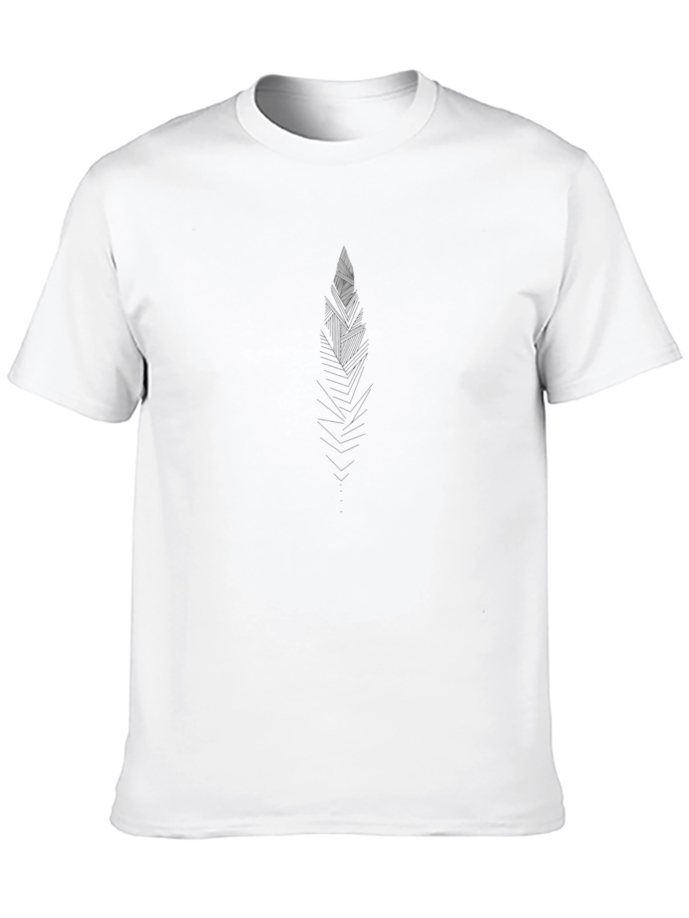 Geometric Feather Graphic Print Black T-Shirt