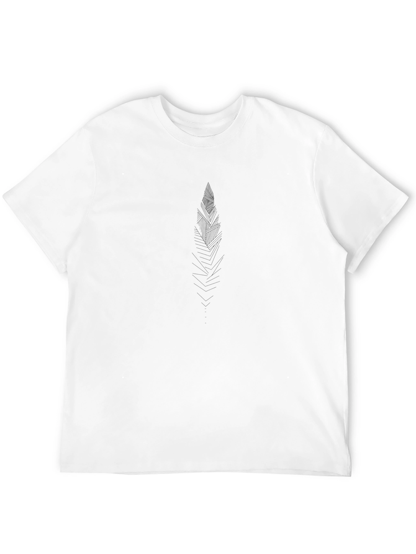 Geometric Feather Graphic Print Black T-Shirt