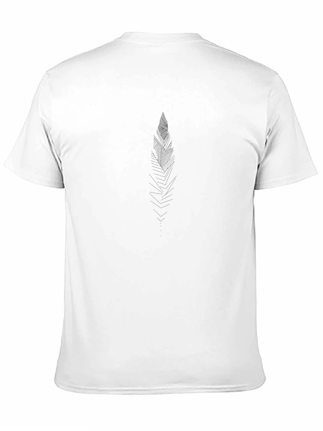 Geometric Feather Graphic Print Black T-Shirt