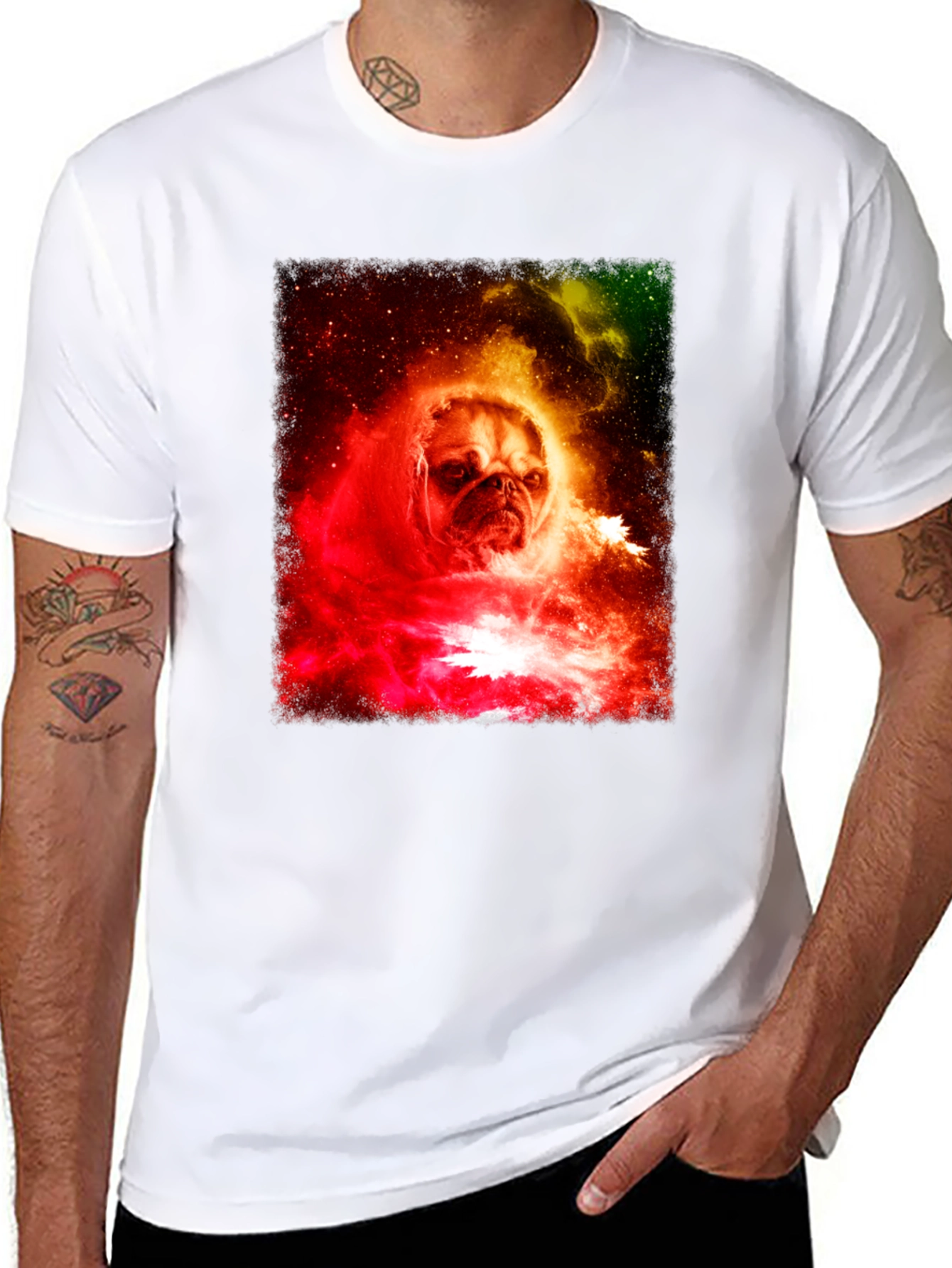 Pug in Space Graphic Tee - Unique Design