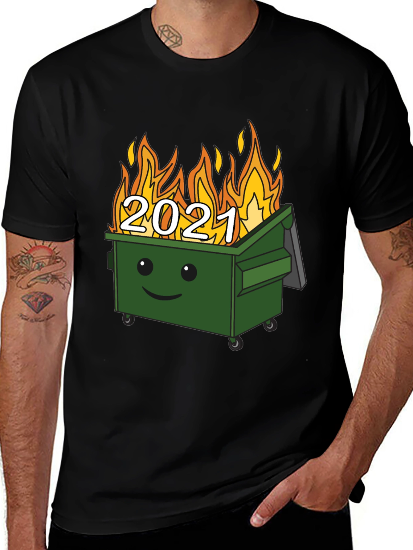 2021 Dumpster Fire Graphic Tee - Unisex Black T-Shirt