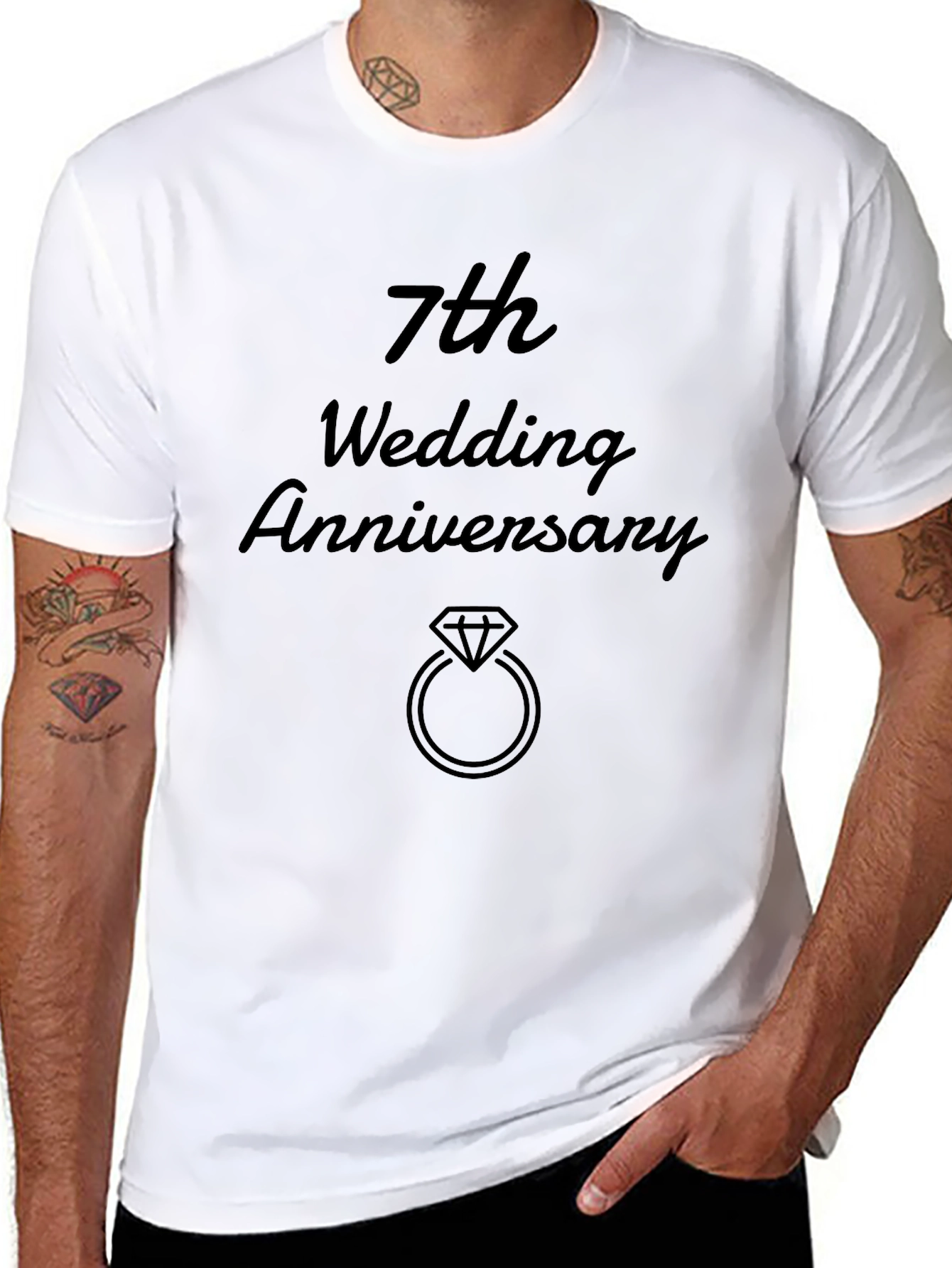 7th Wedding Anniversary T-Shirt Ring Graphic
