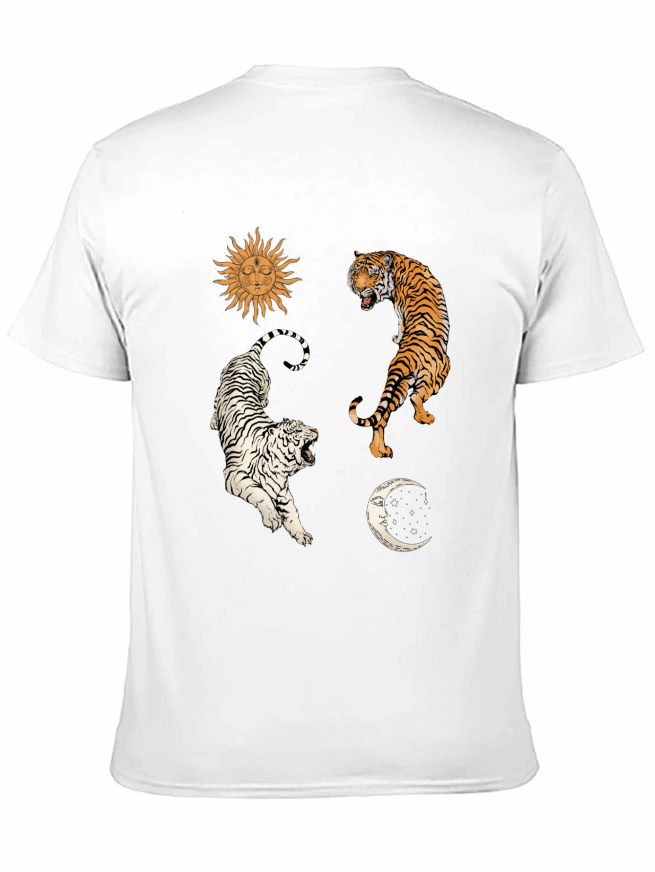 Celestial Tiger Graphic Tee - Mens Black Cotton Shirt