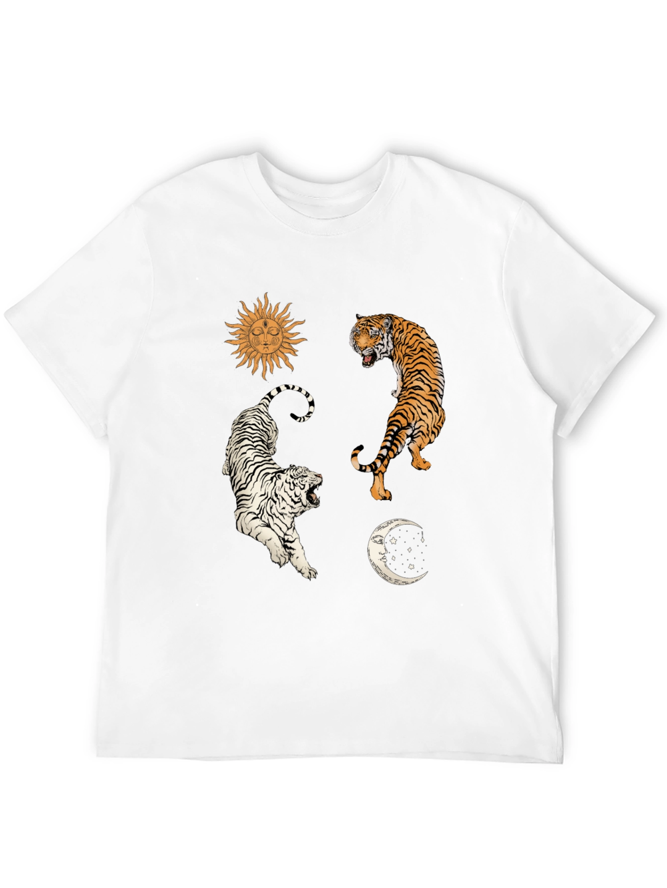 Celestial Tiger Graphic Tee - Mens Black Cotton Shirt