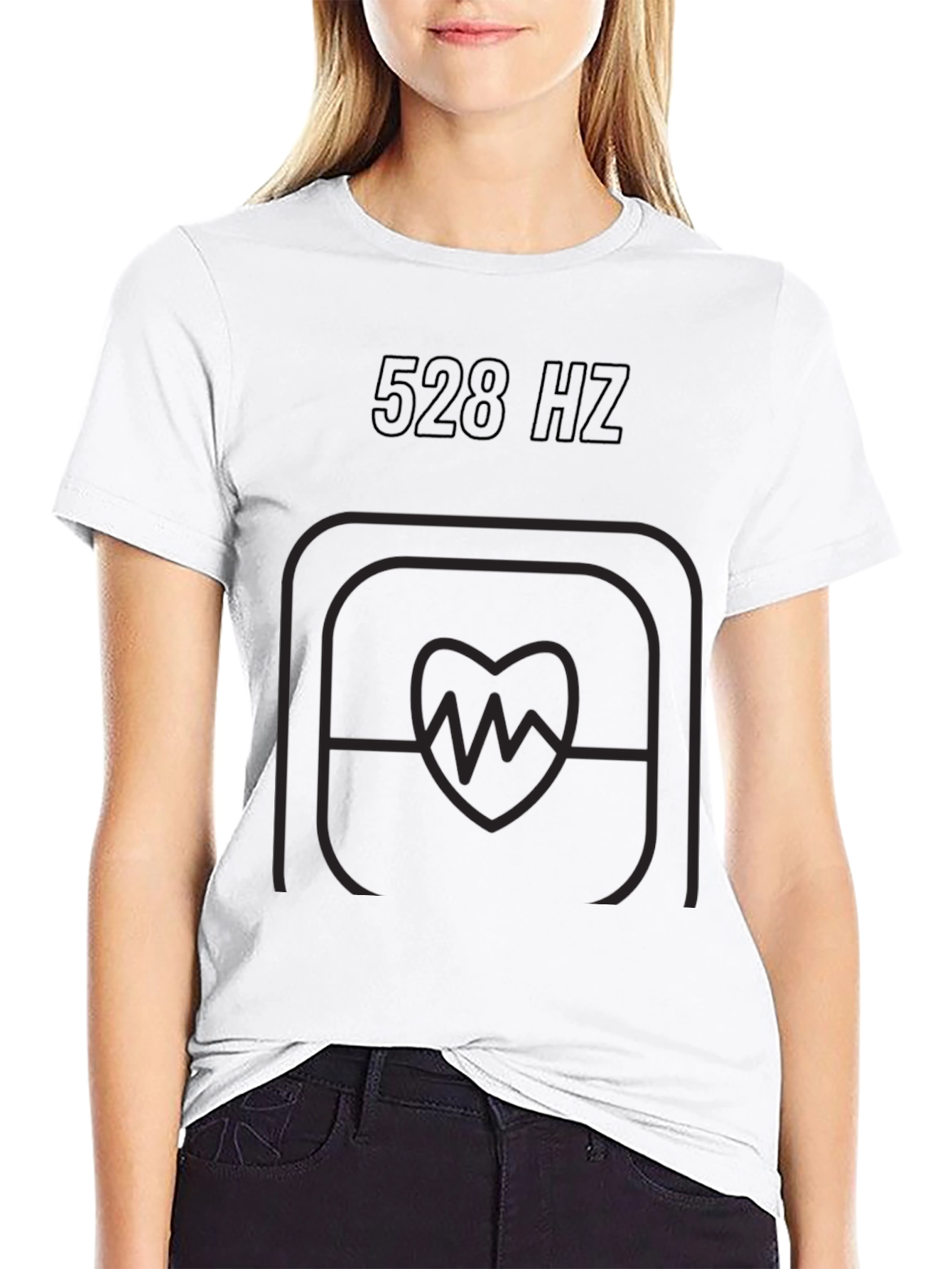 528 Hz Heartbeat Graphic Tee - Black