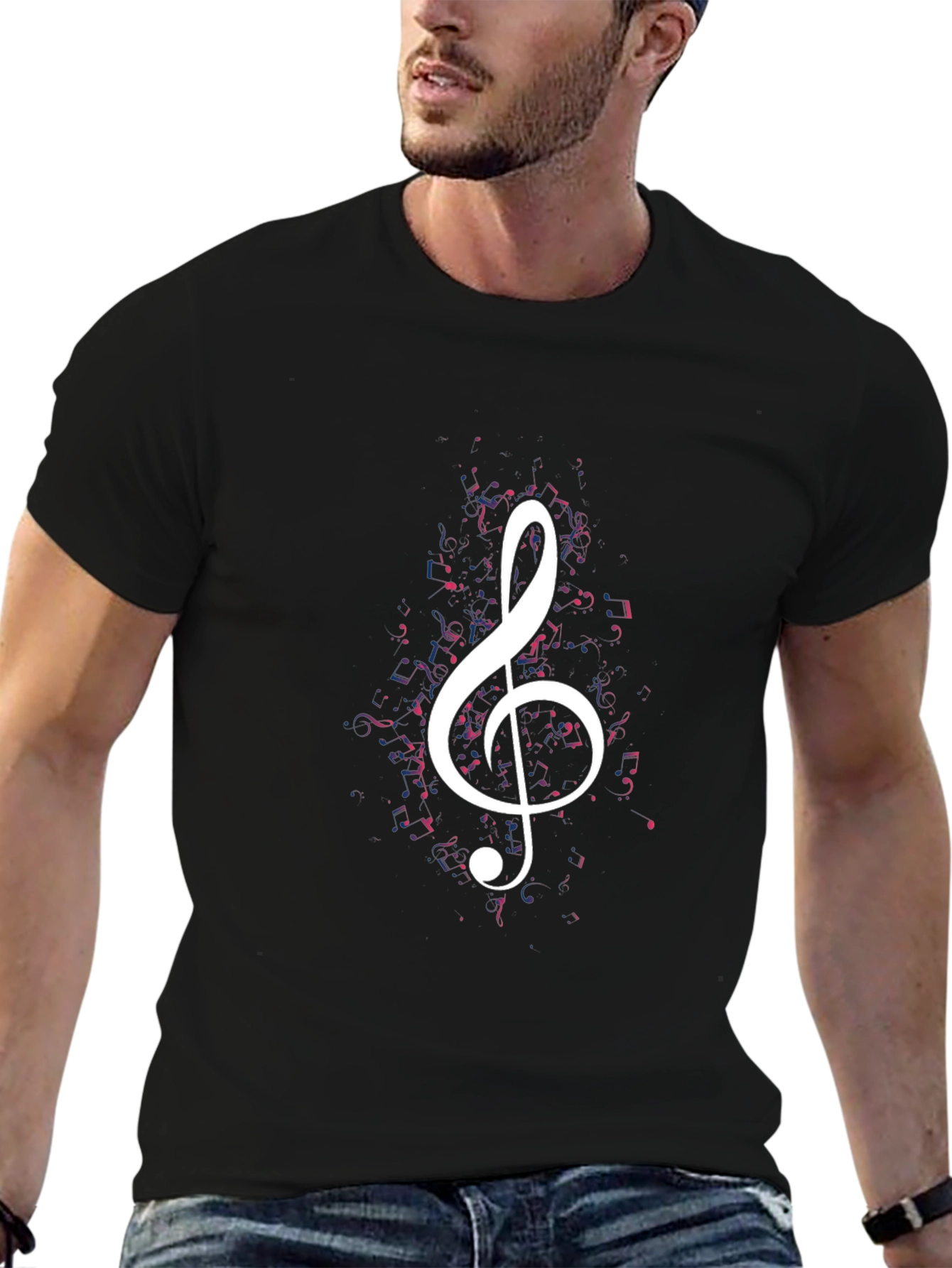 Musical Clef Graphic Black T-Shirt