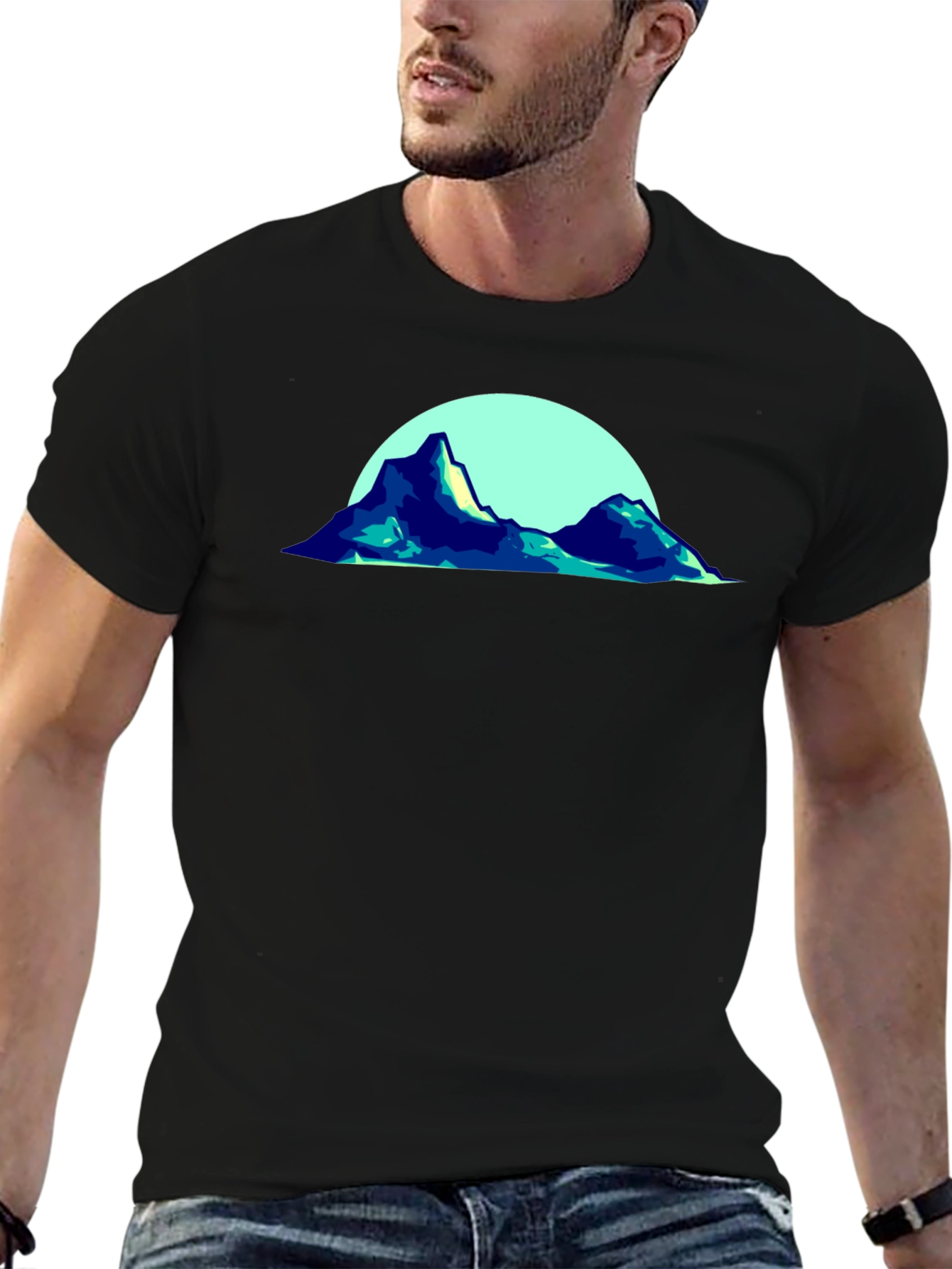 Mountainscape Graphic Black T-Shirt