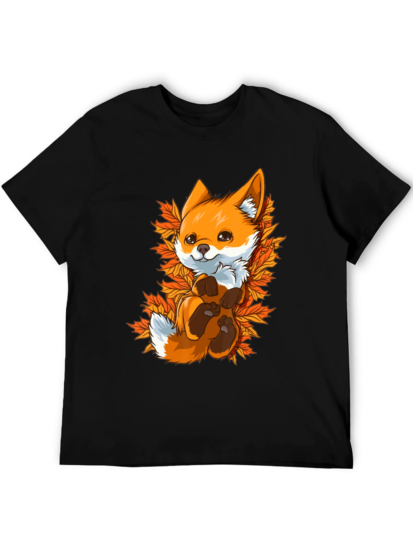 Cute Fox in Autumn Leaves Graphic Tee - Unisex