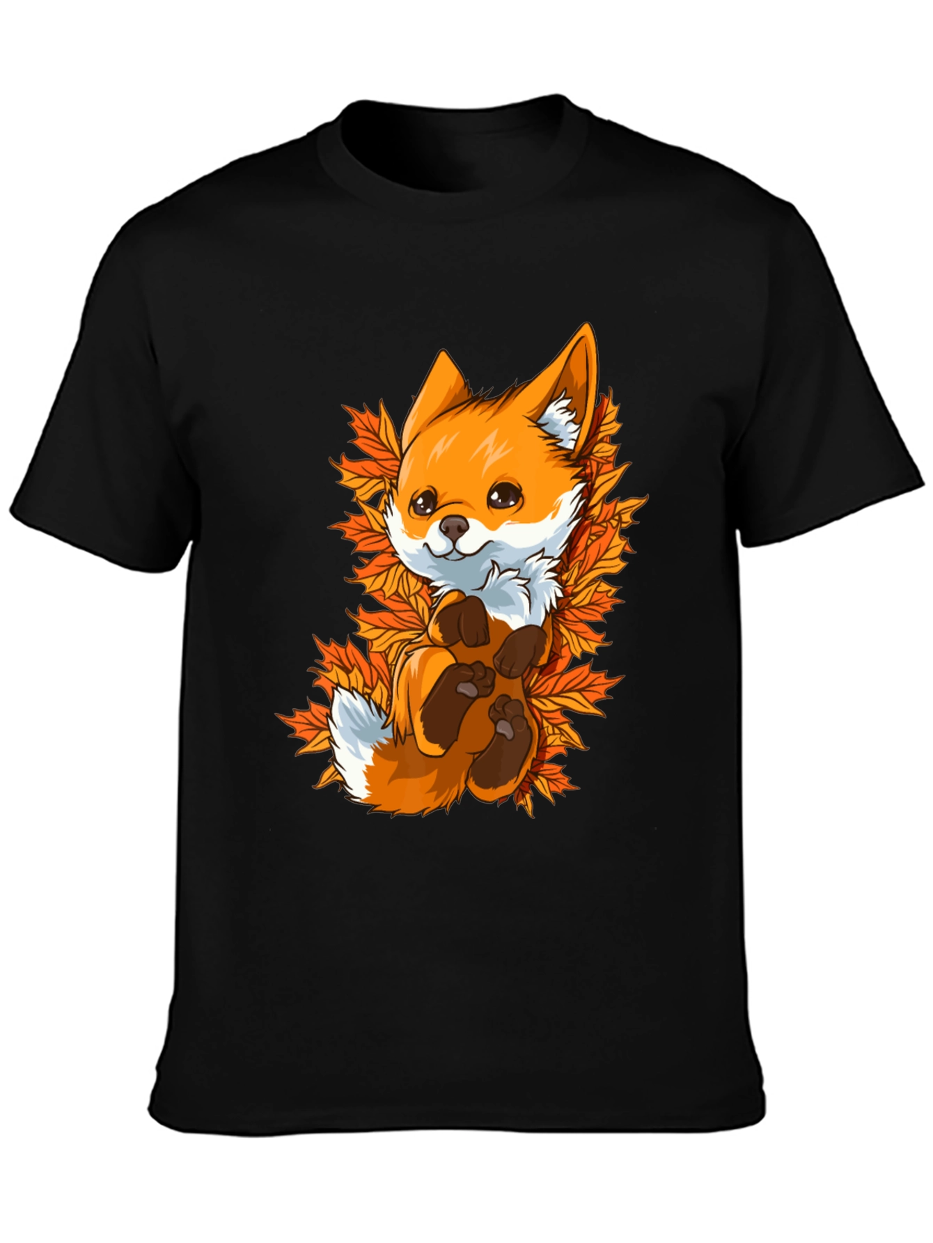 Cute Fox in Autumn Leaves Graphic Tee - Unisex