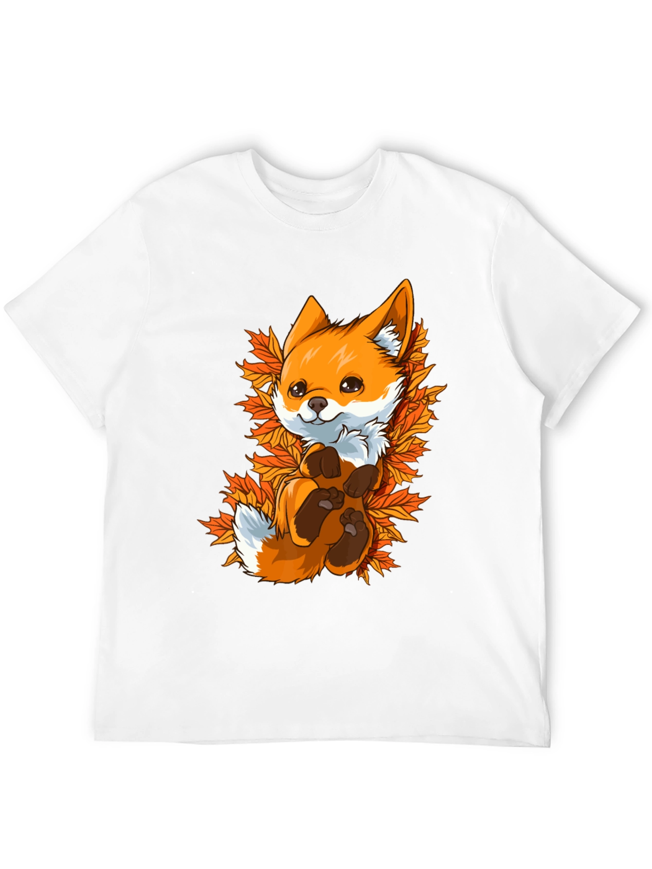 Cute Fox in Autumn Leaves Graphic Tee - Unisex