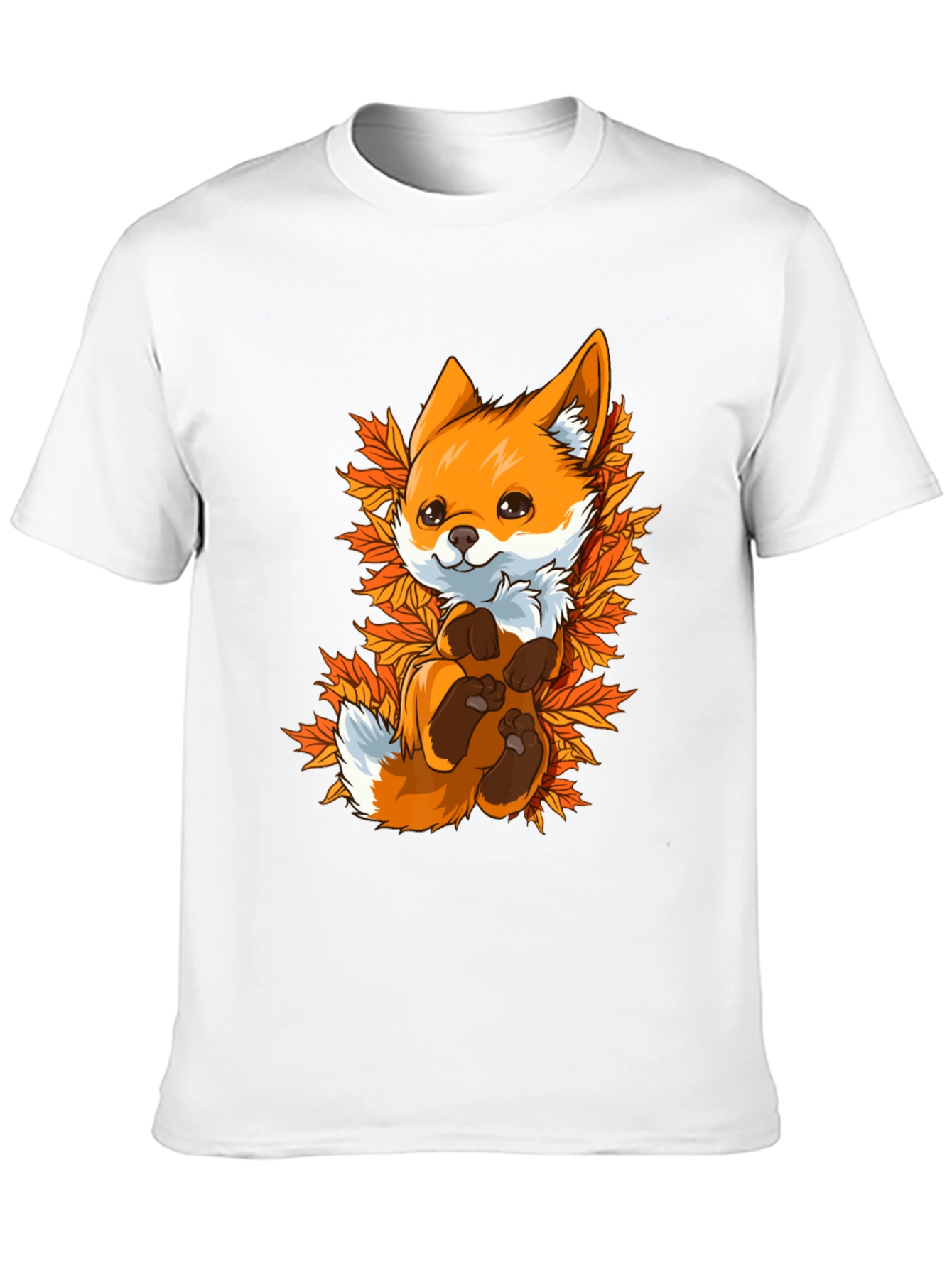 Cute Fox in Autumn Leaves Graphic Tee - Unisex