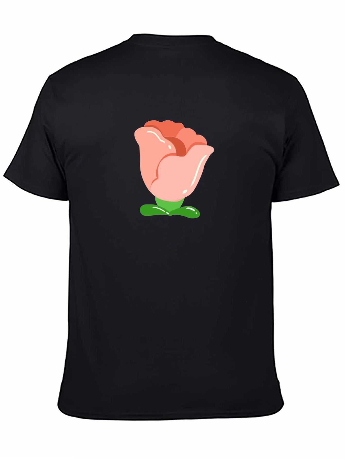 Cartoon Rose Graphic Tee - Black