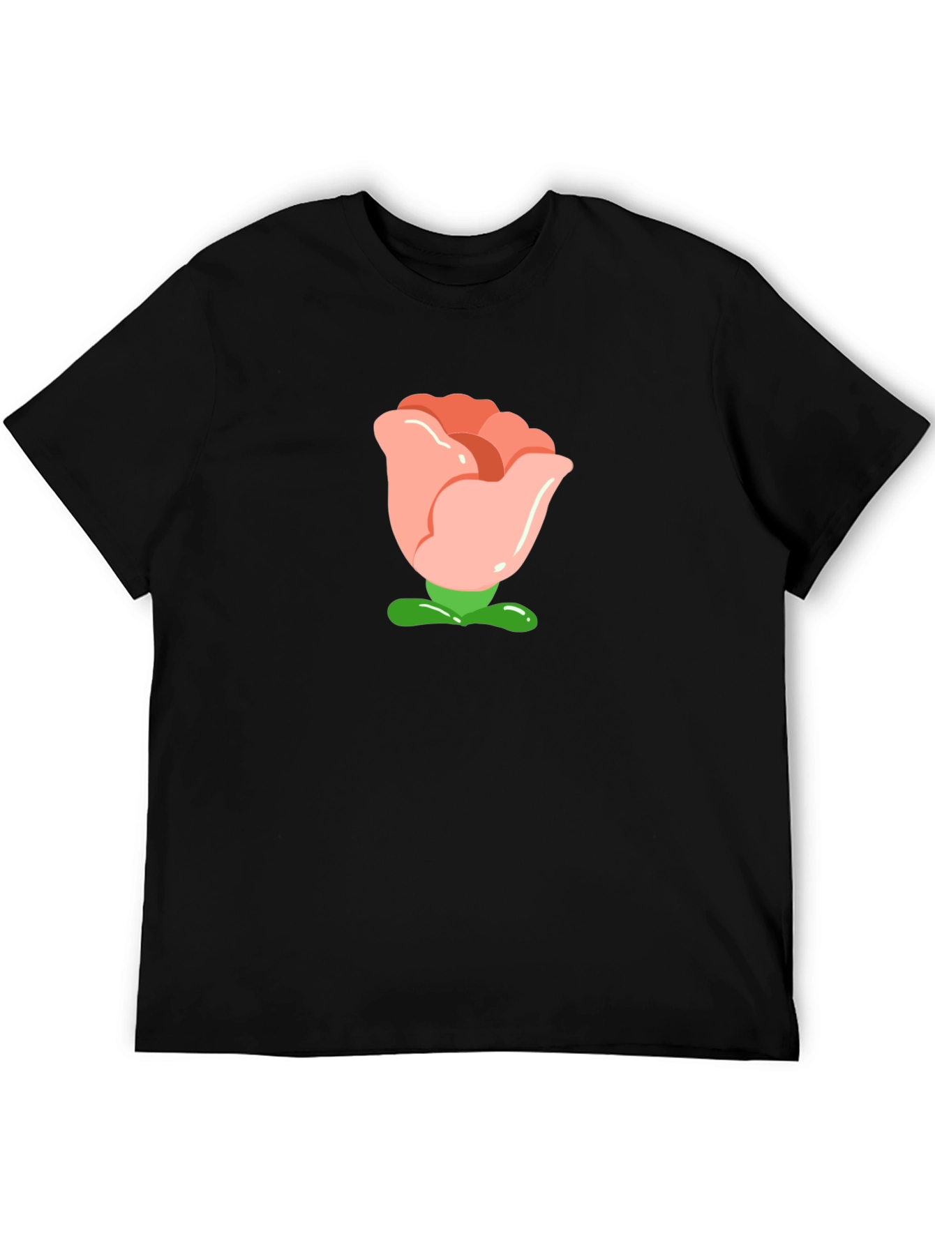 Cartoon Rose Graphic Tee - Black