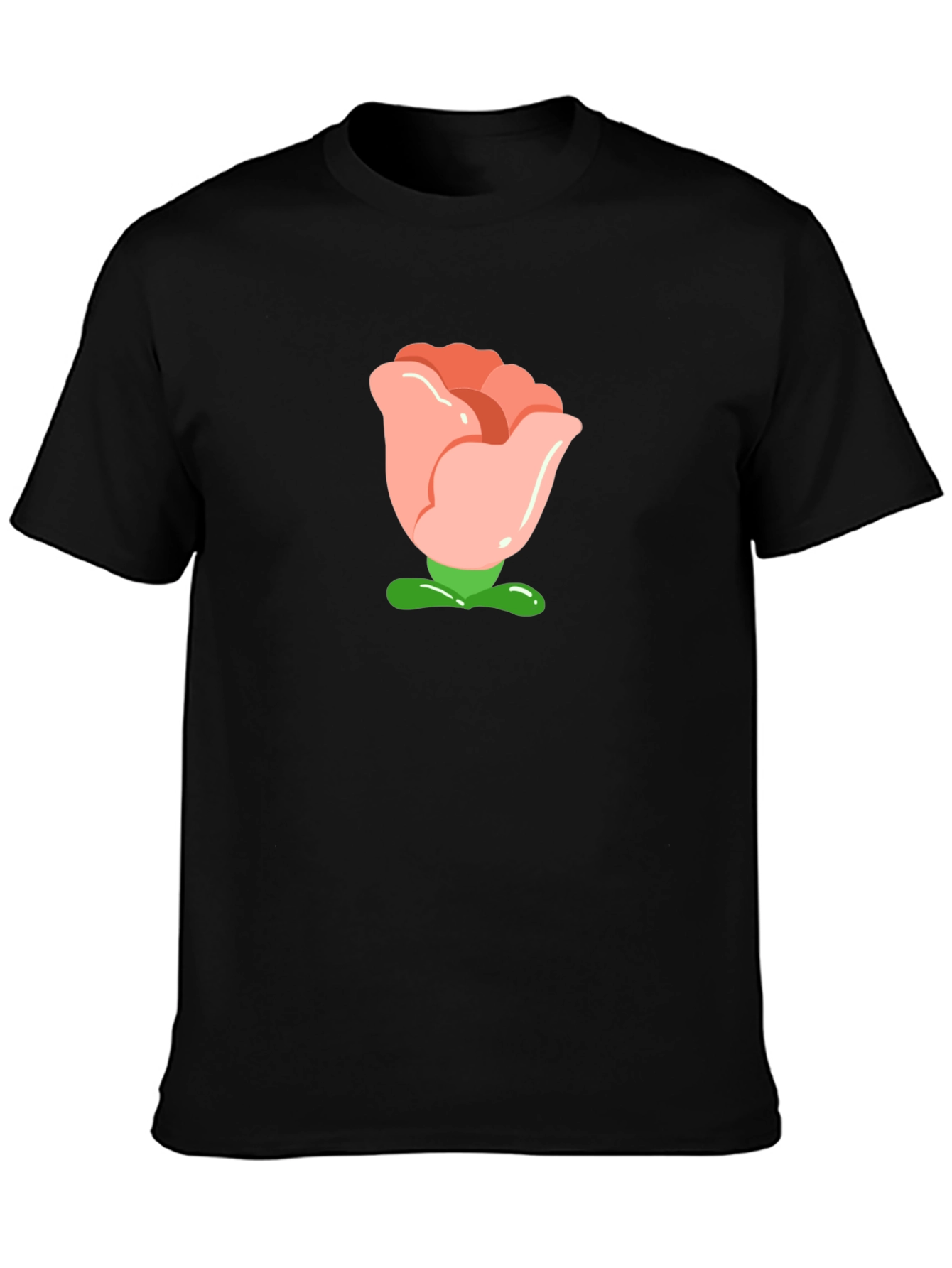 Cartoon Rose Graphic Tee - Black