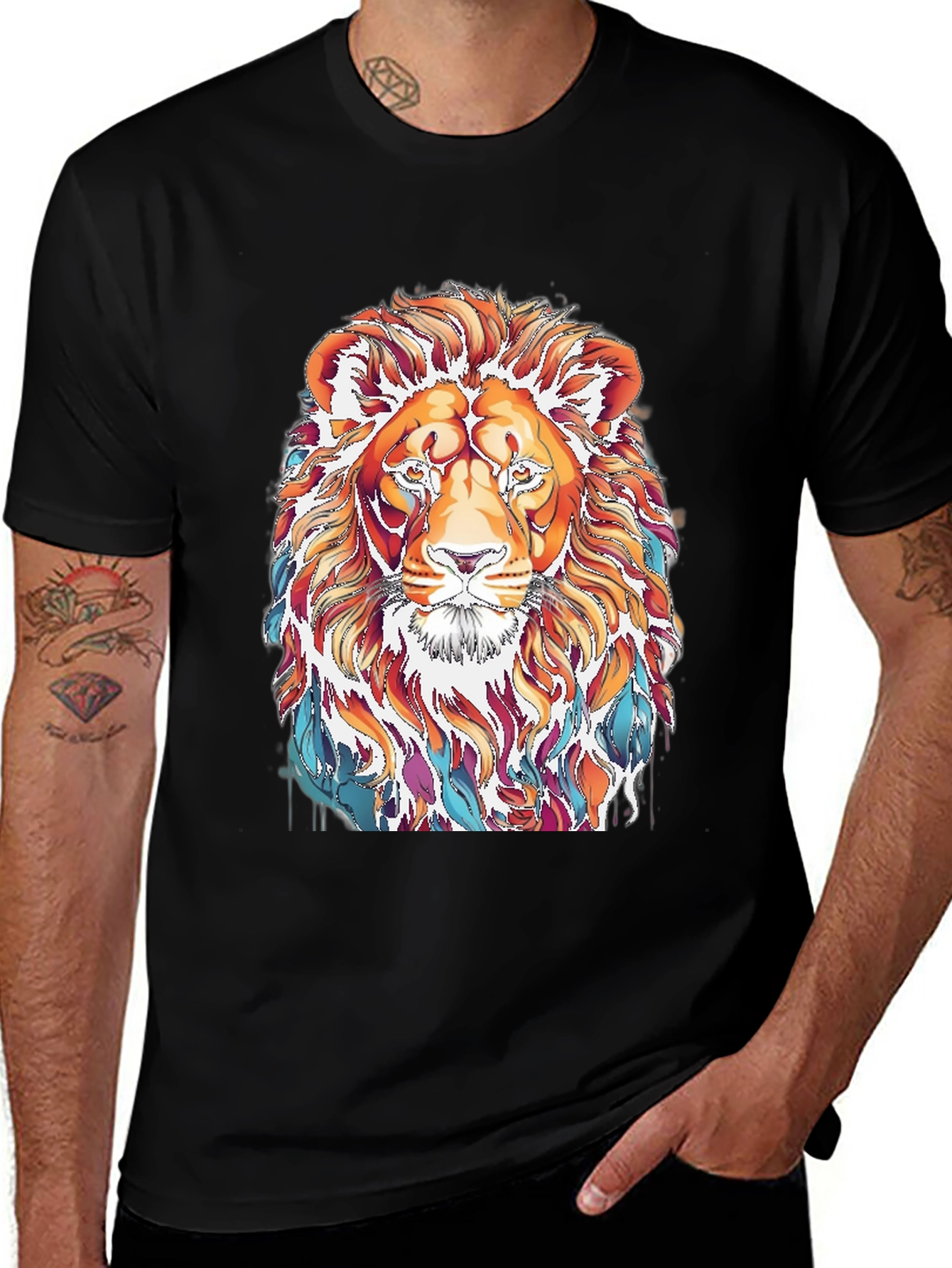 Lion Graphic Print T-Shirt - Stylish Mens Tee