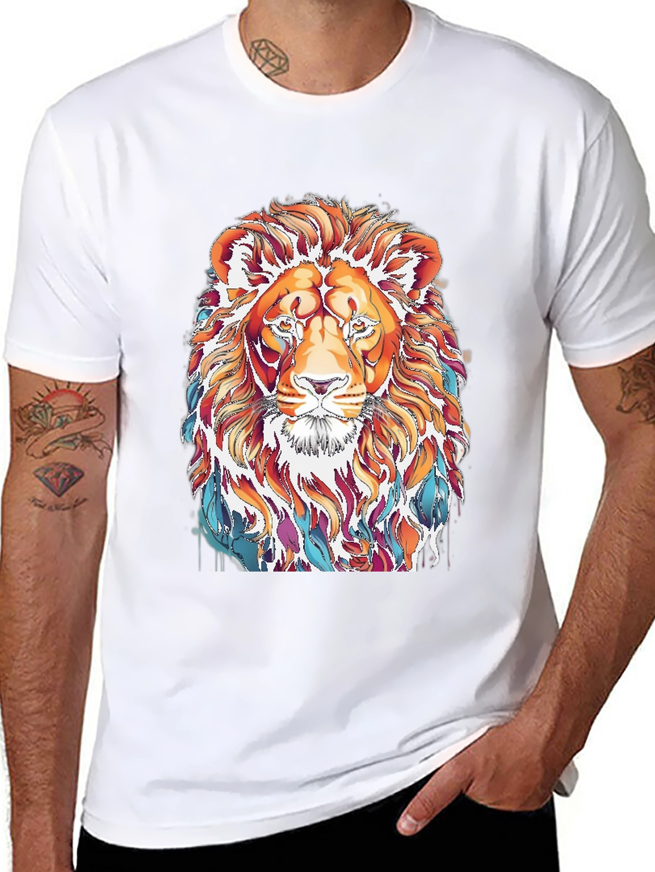Lion Graphic Print T-Shirt - Stylish Mens Tee
