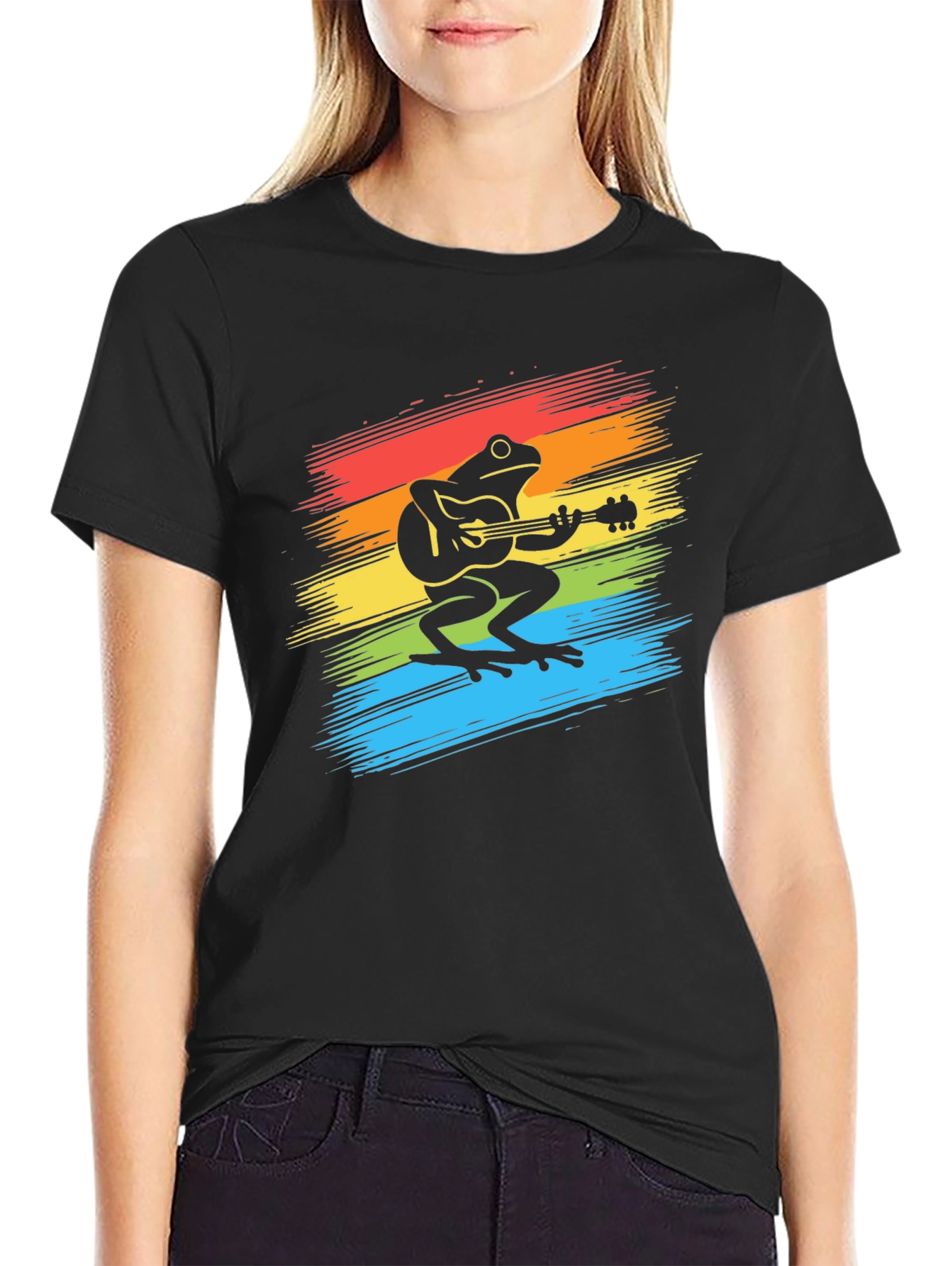 Frog Guitarist Graphic Tee - Black T-Shirt