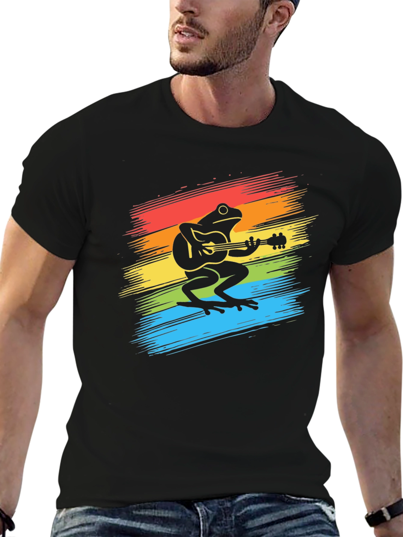 Frog Guitarist Graphic Tee - Black T-Shirt