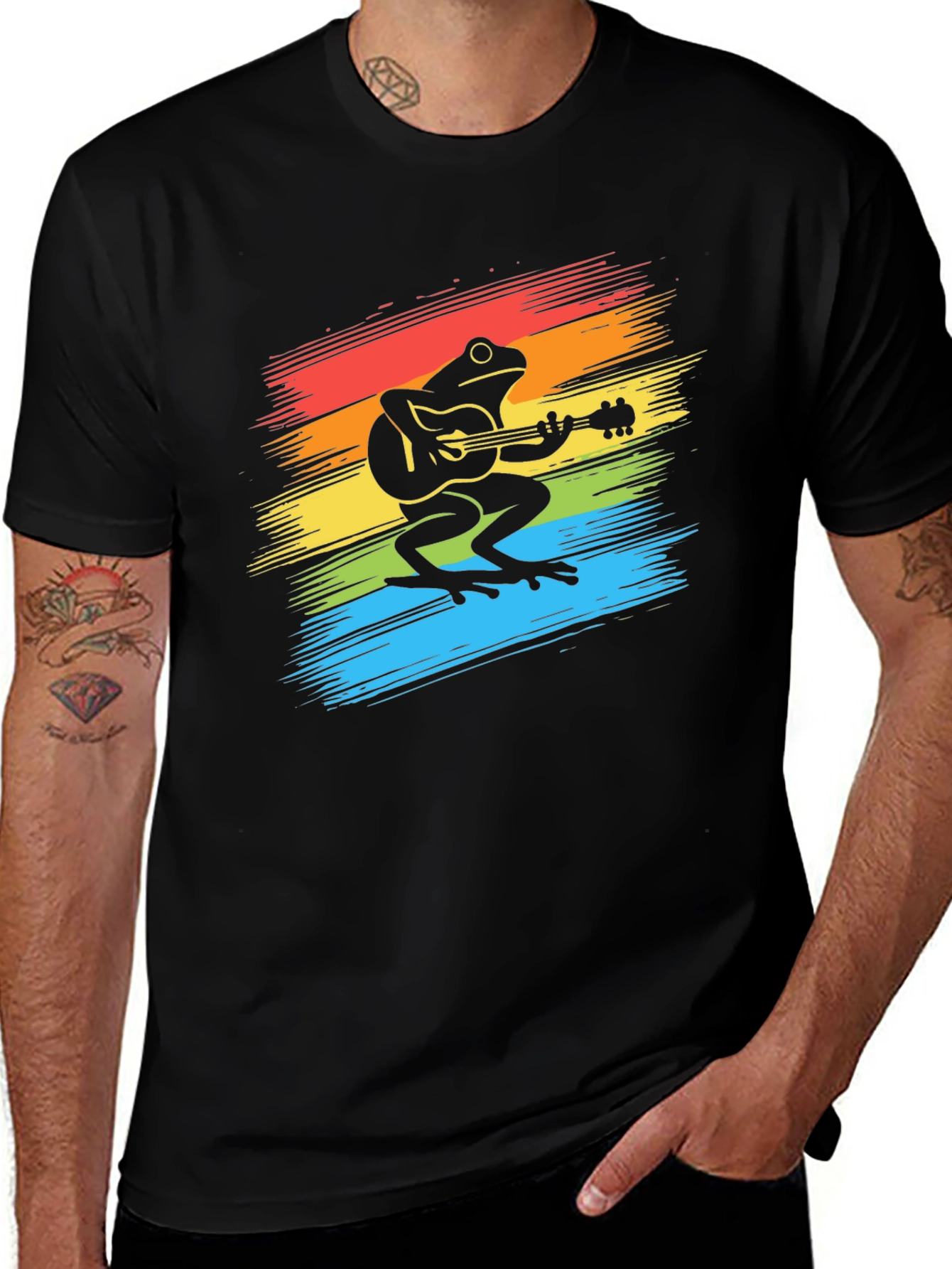 Frog Guitarist Graphic Tee - Black T-Shirt