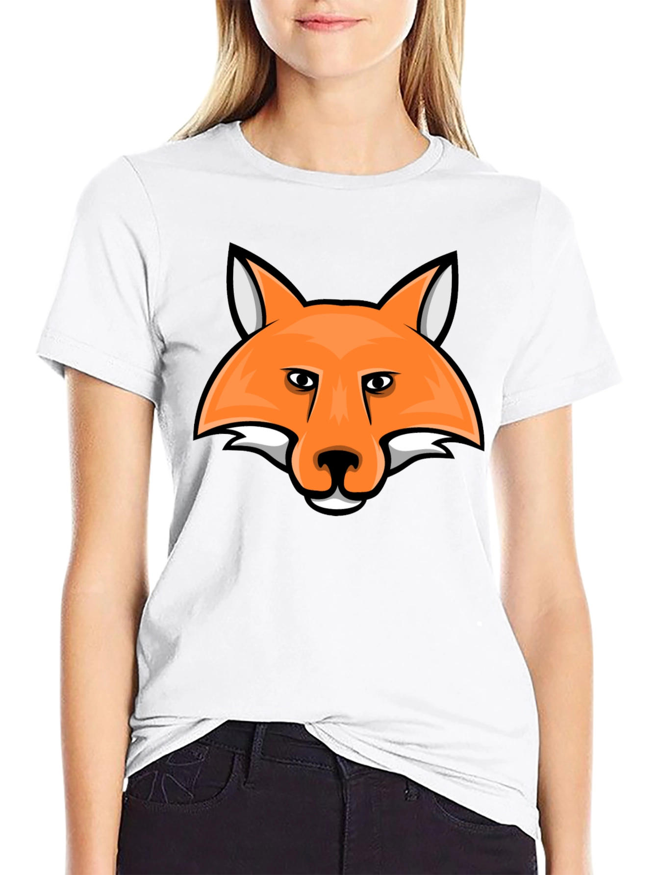 Fox Head Graphic Tee - Black Cotton T-Shirt
