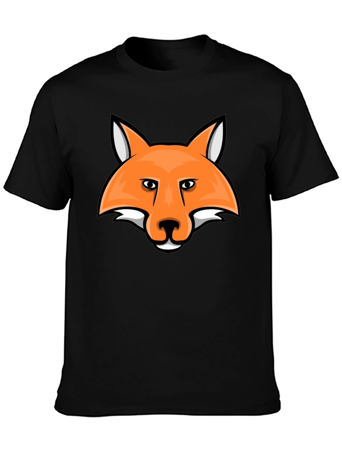 Fox Head Graphic Tee - Black Cotton T-Shirt