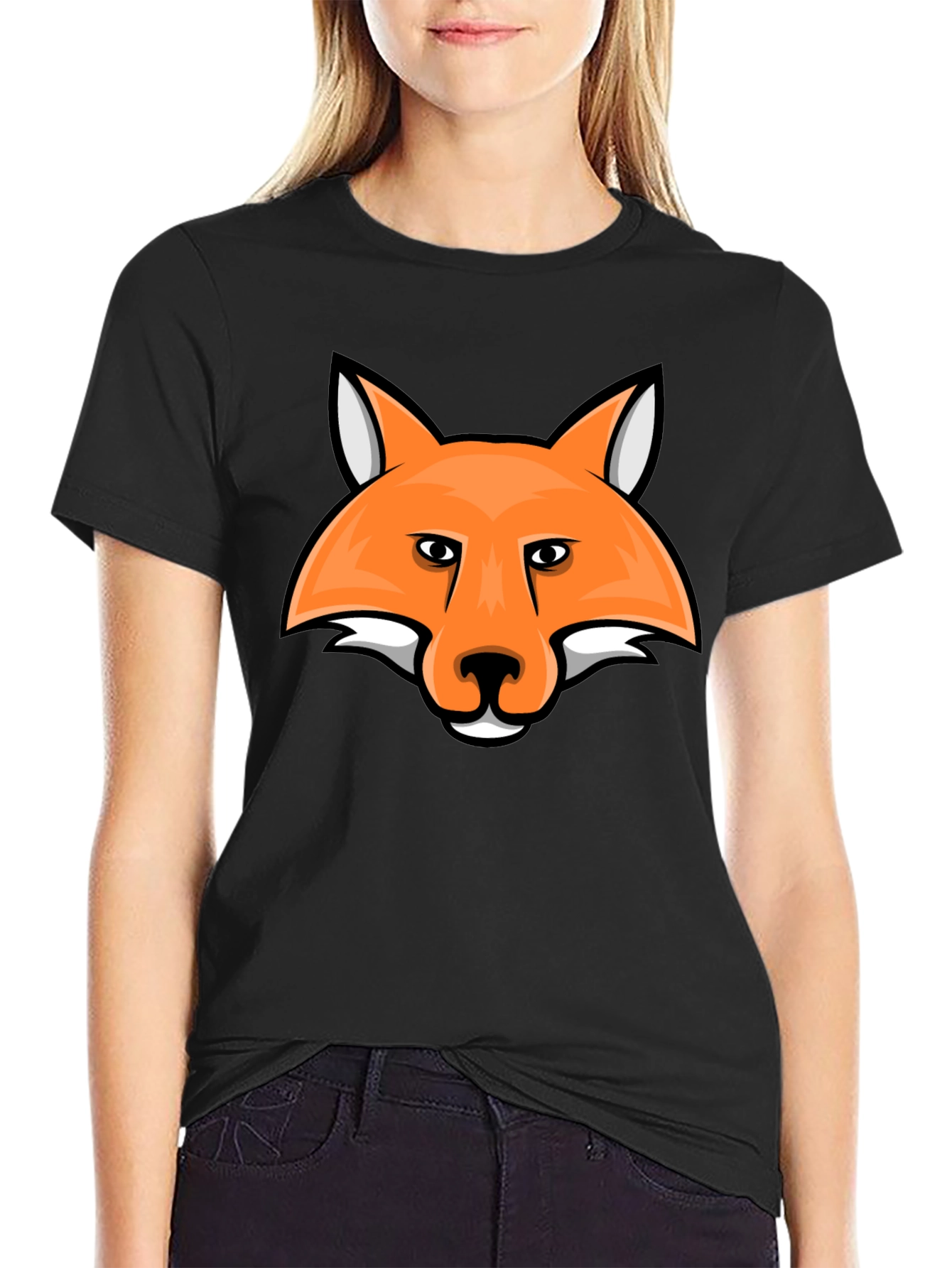 Fox Head Graphic Tee - Black Cotton T-Shirt