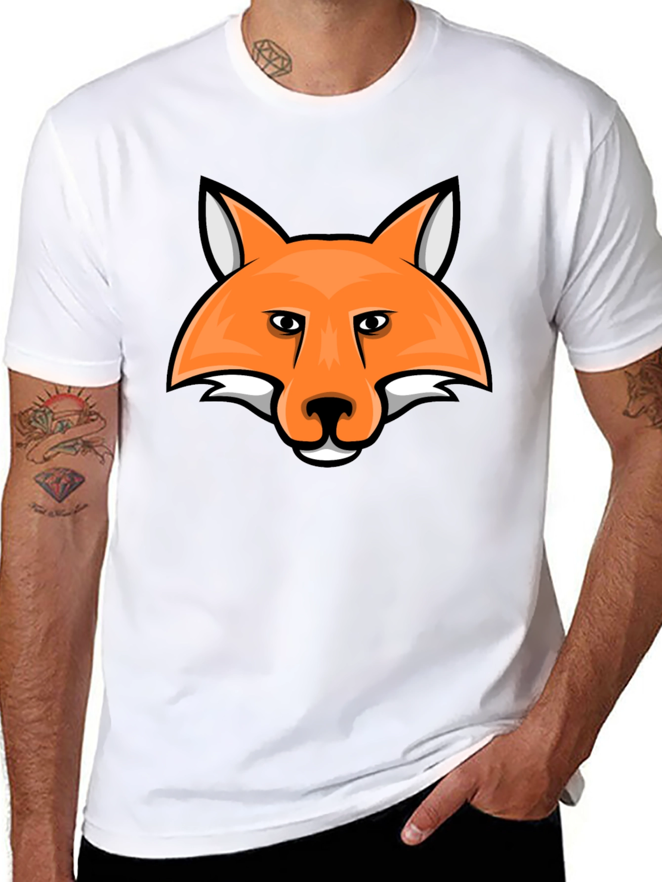 Fox Head Graphic Tee - Black Cotton T-Shirt