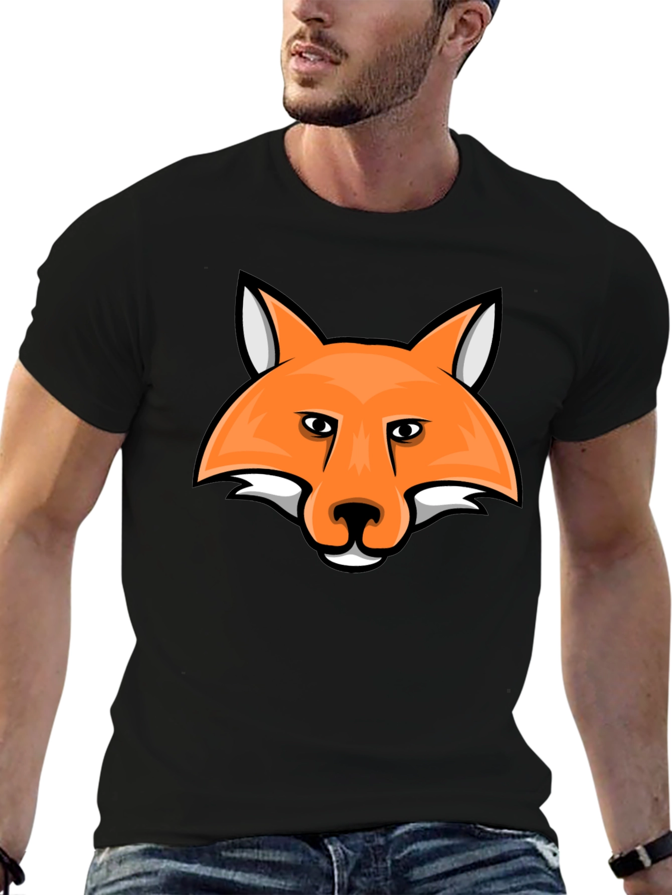 Fox Head Graphic Tee - Black Cotton T-Shirt