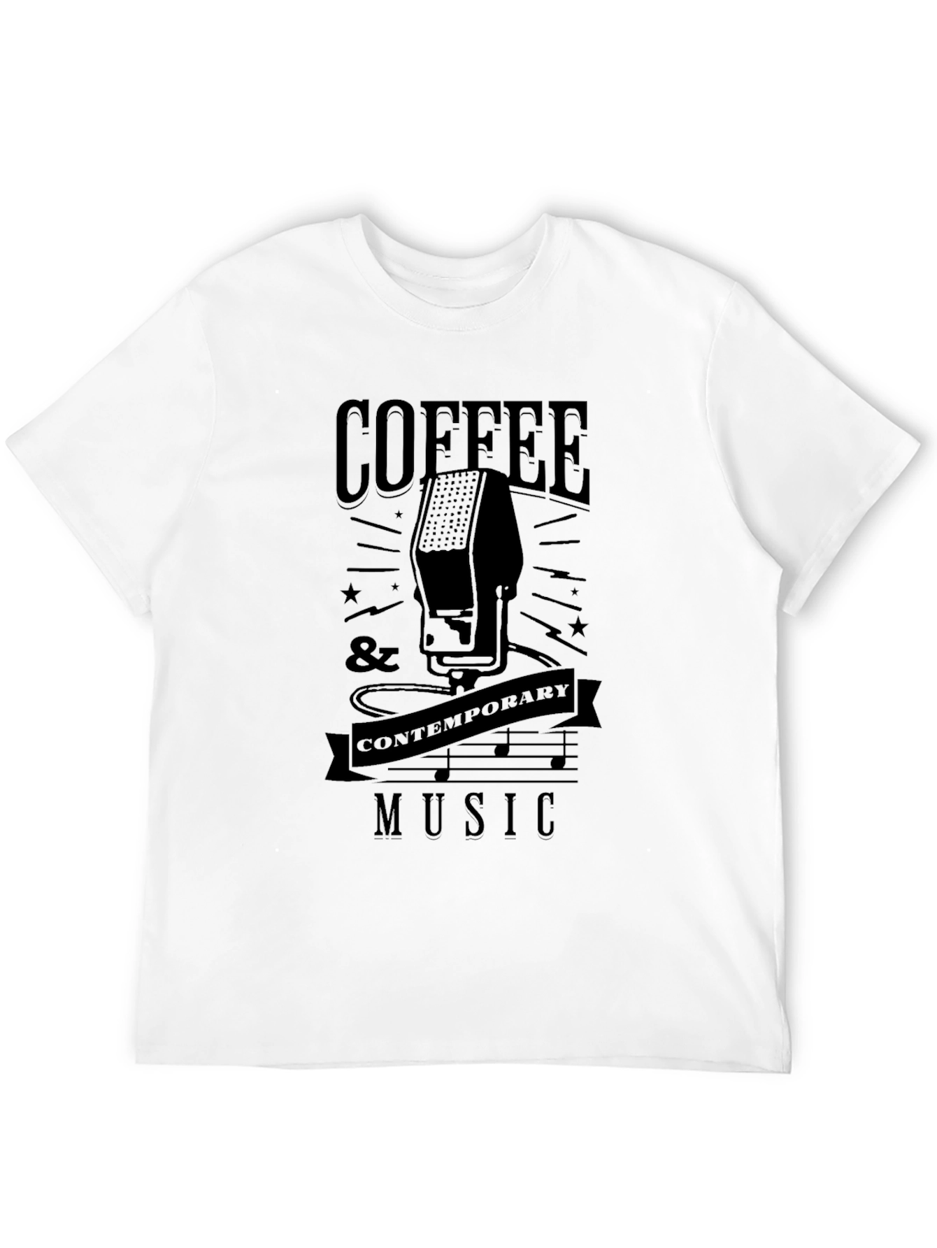 Coffee & Contemporary Music Black Graphic T-Shirt