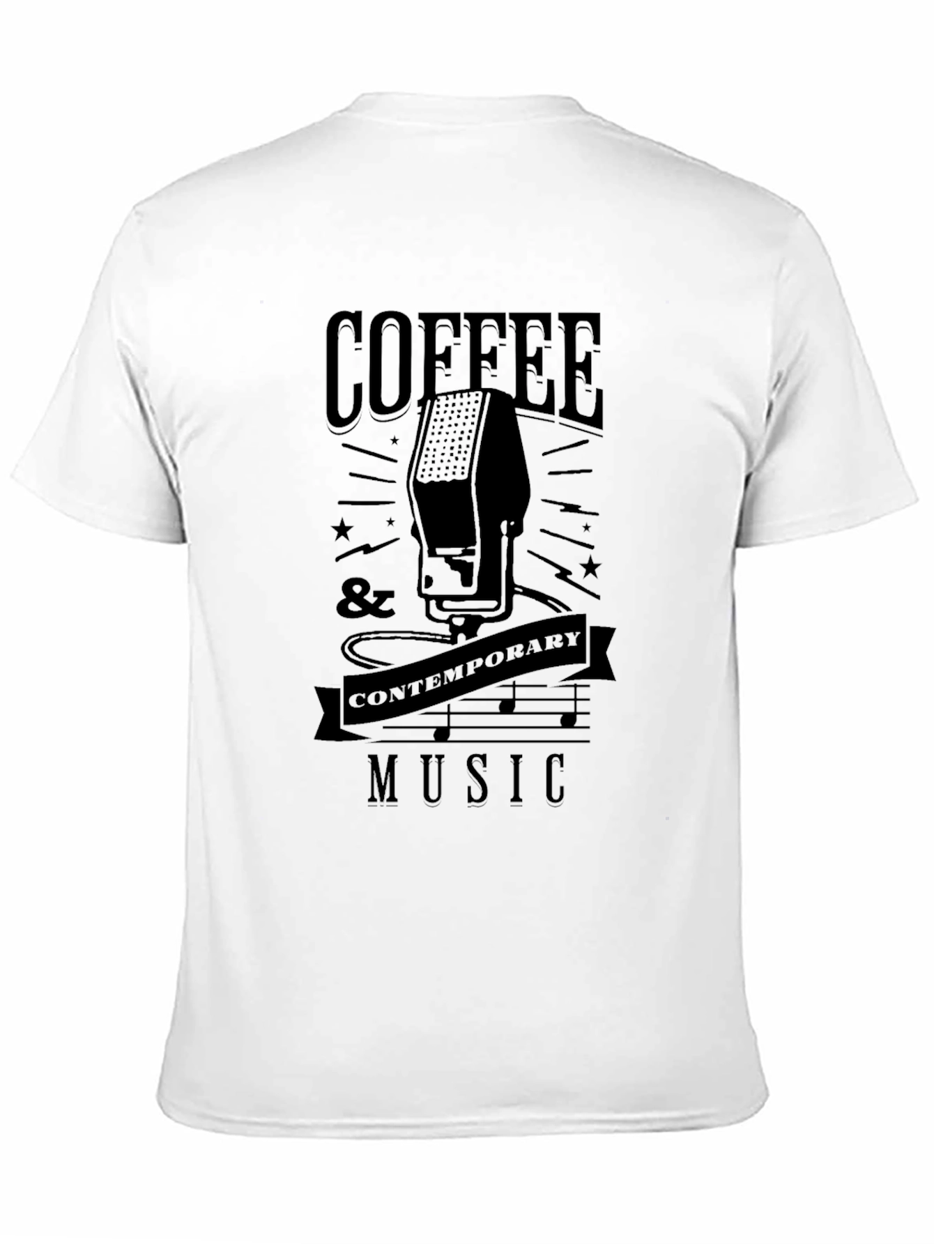Coffee & Contemporary Music Black Graphic T-Shirt