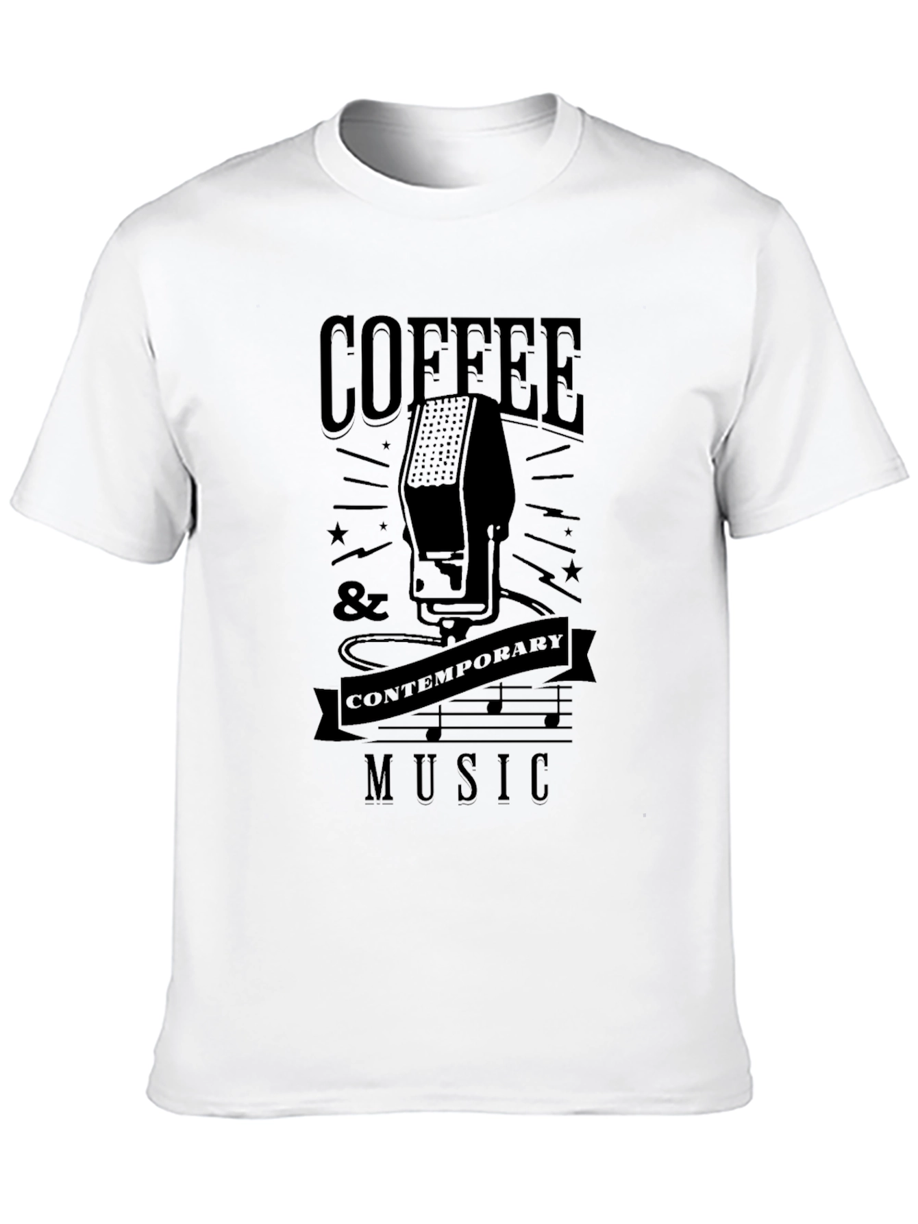 Coffee & Contemporary Music Black Graphic T-Shirt