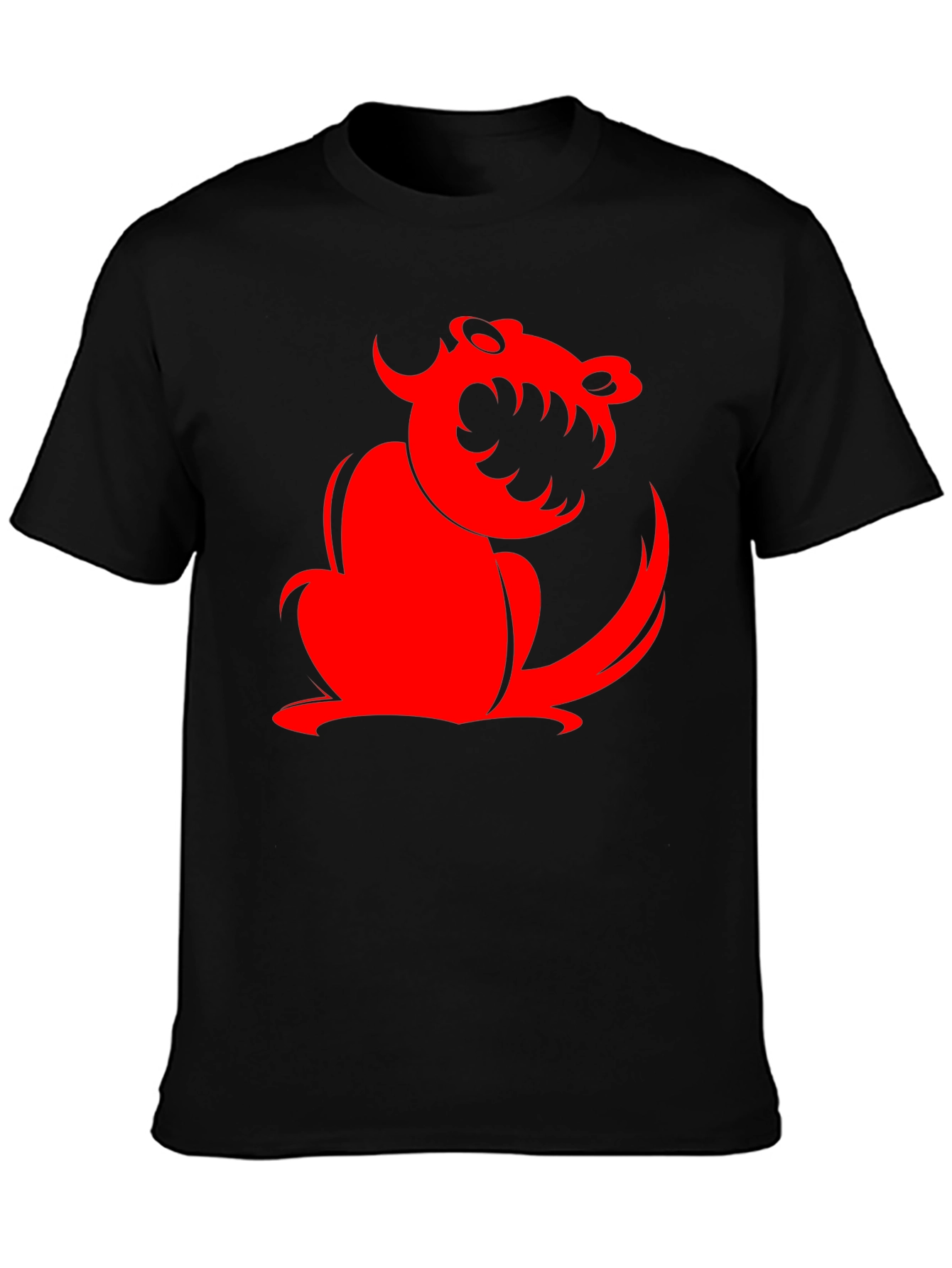 Red Monster Graphic Print Black T-Shirt