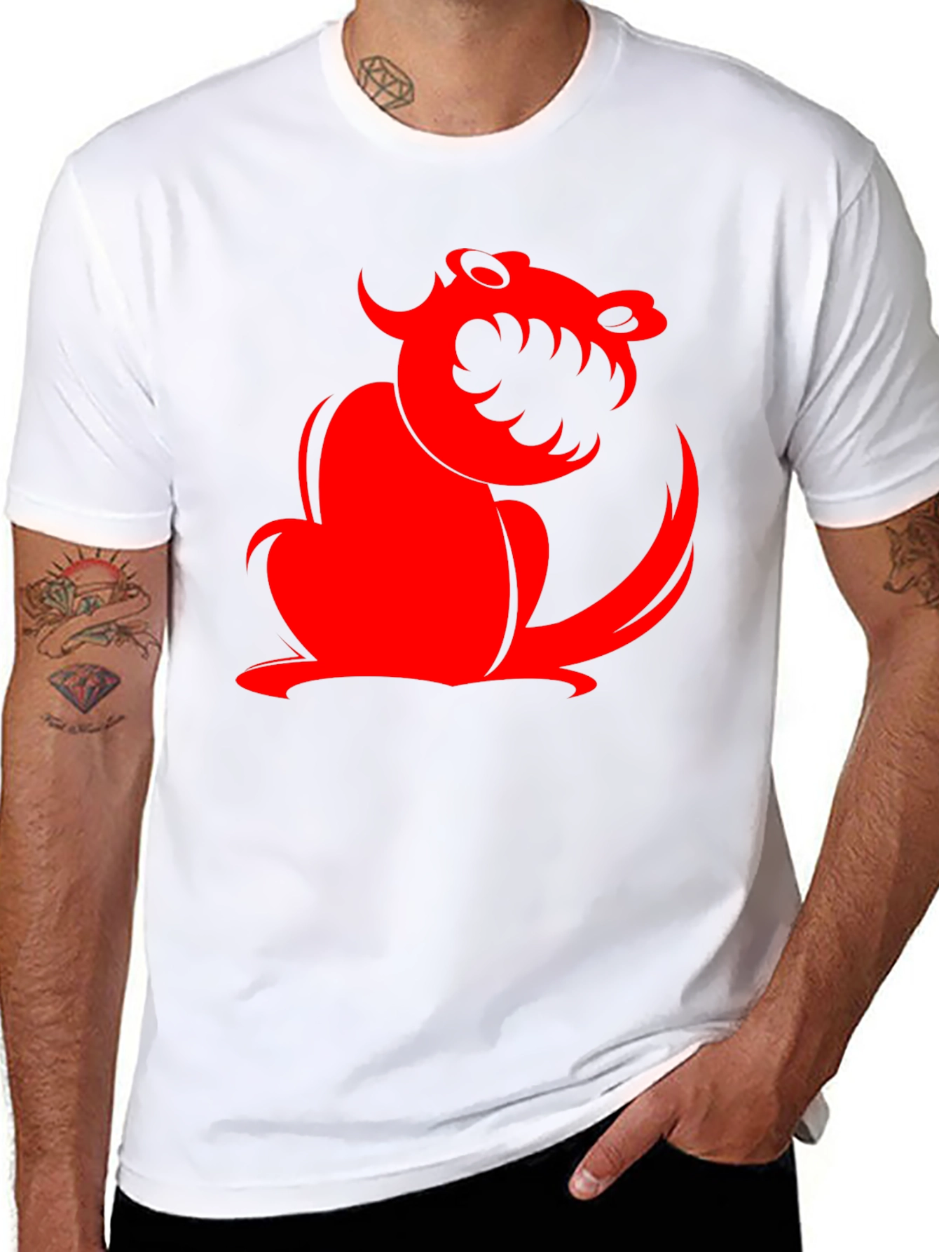 Red Monster Graphic Print Black T-Shirt