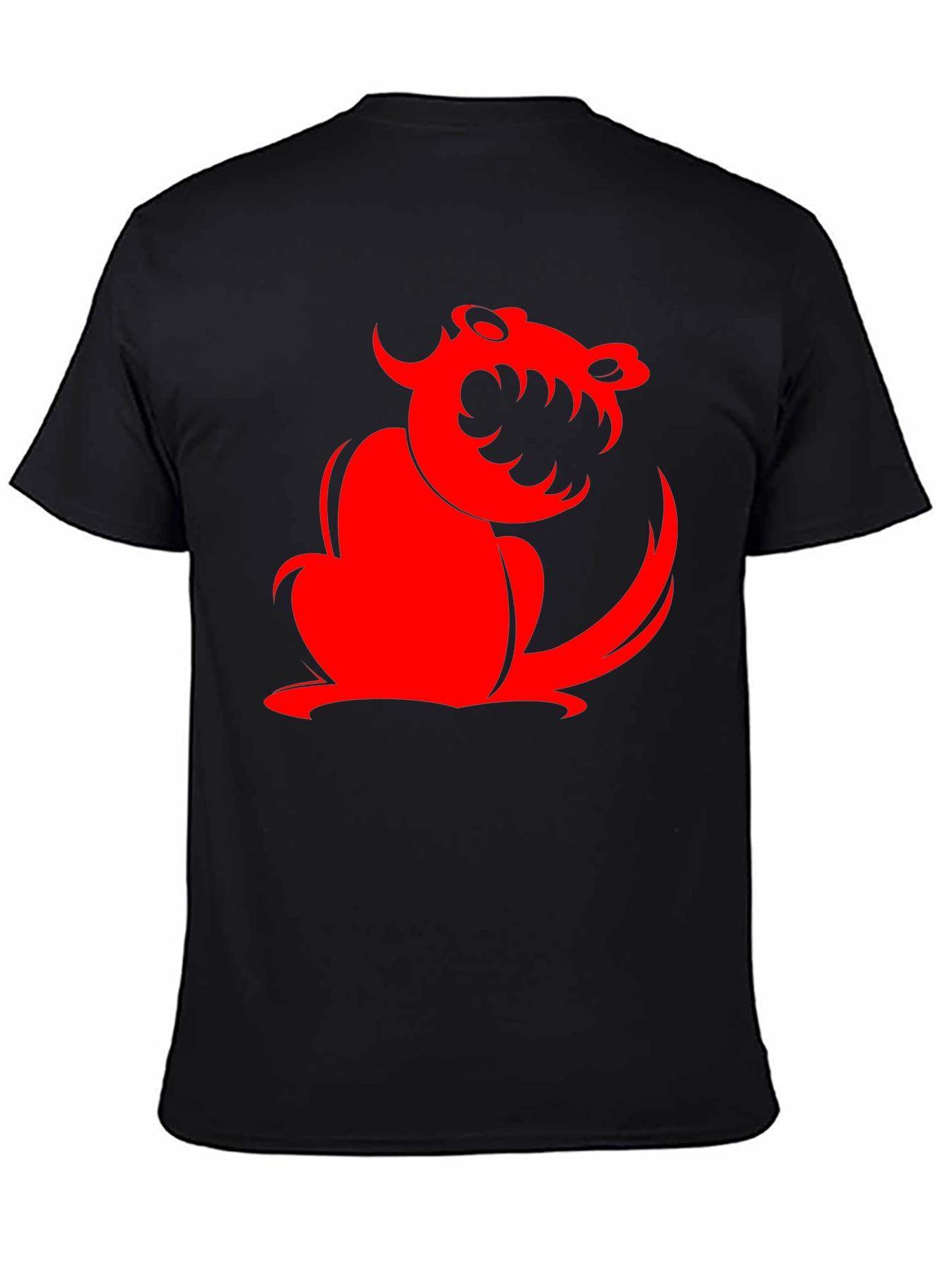 Red Monster Graphic Print Black T-Shirt