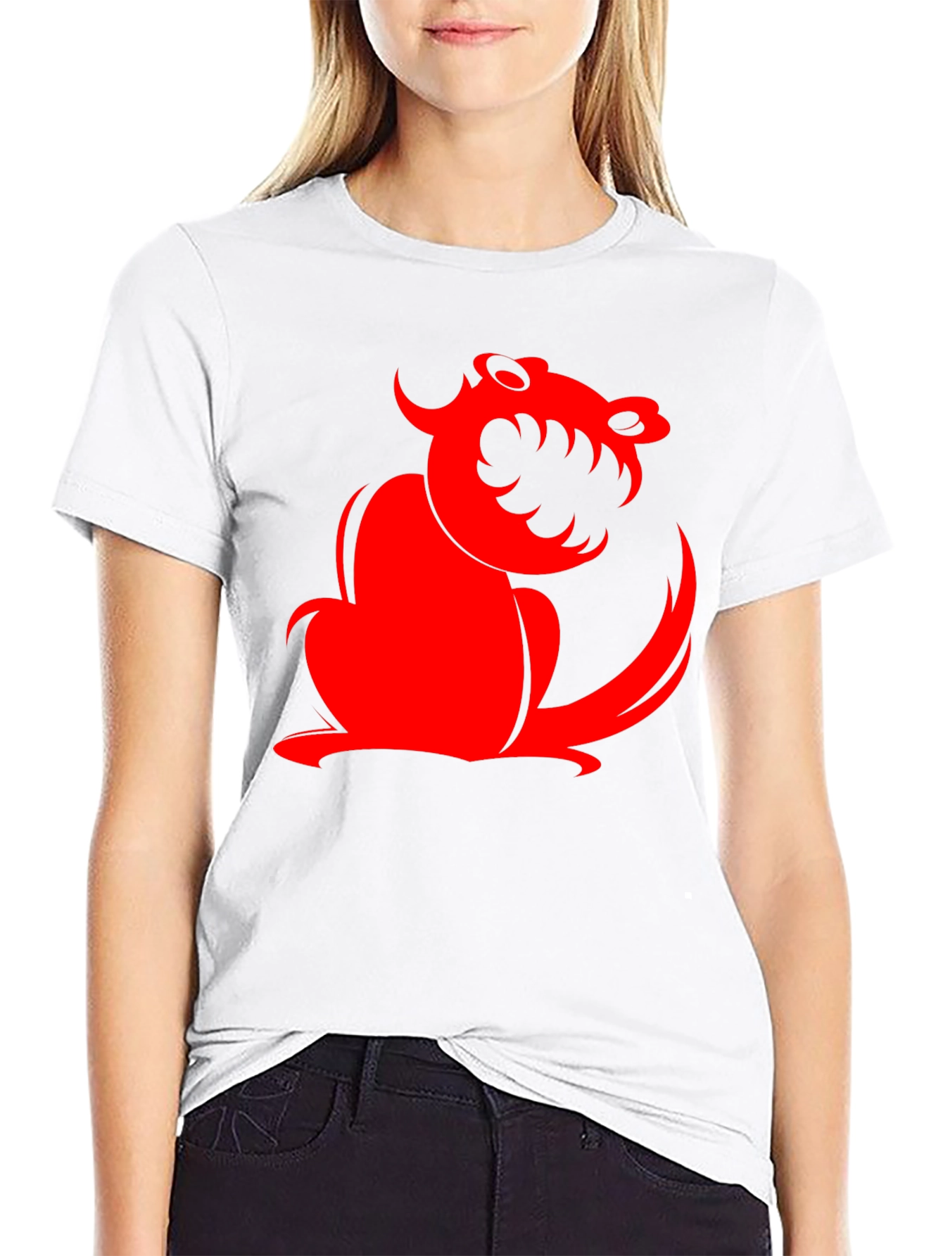 Red Monster Graphic Print Black T-Shirt