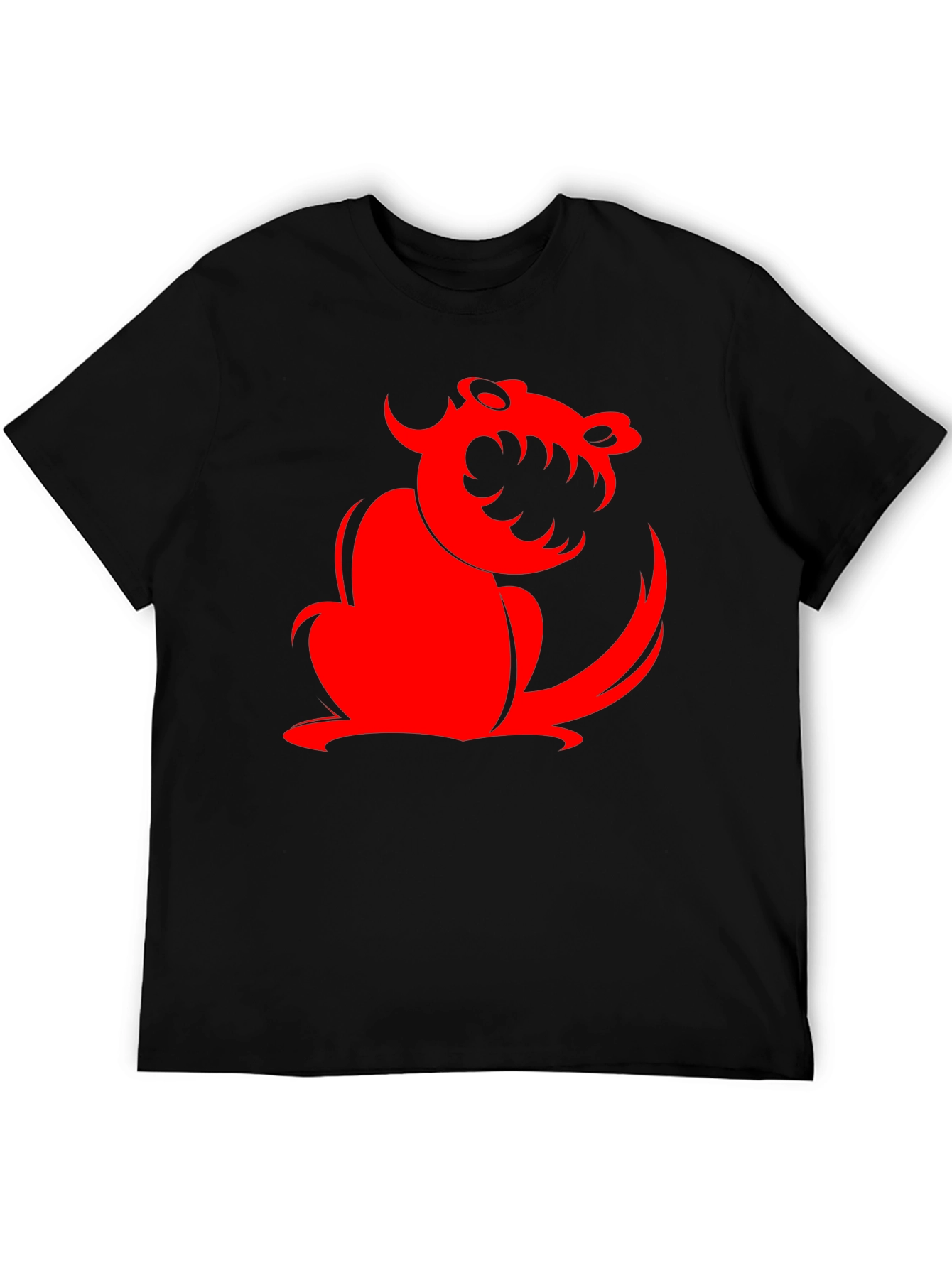 Red Monster Graphic Print Black T-Shirt