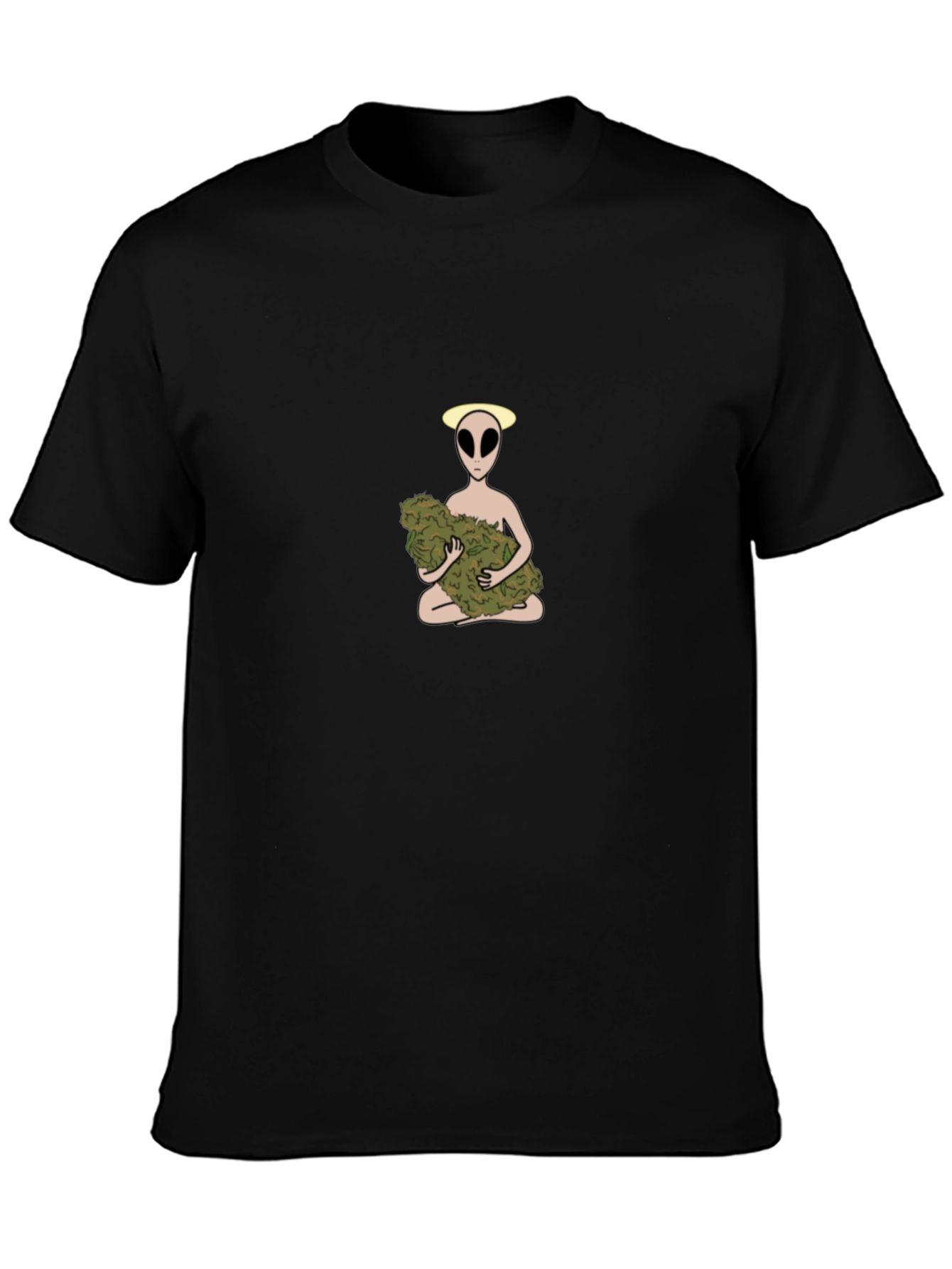 Alien Holding Weed Bud Graphic T-Shirt