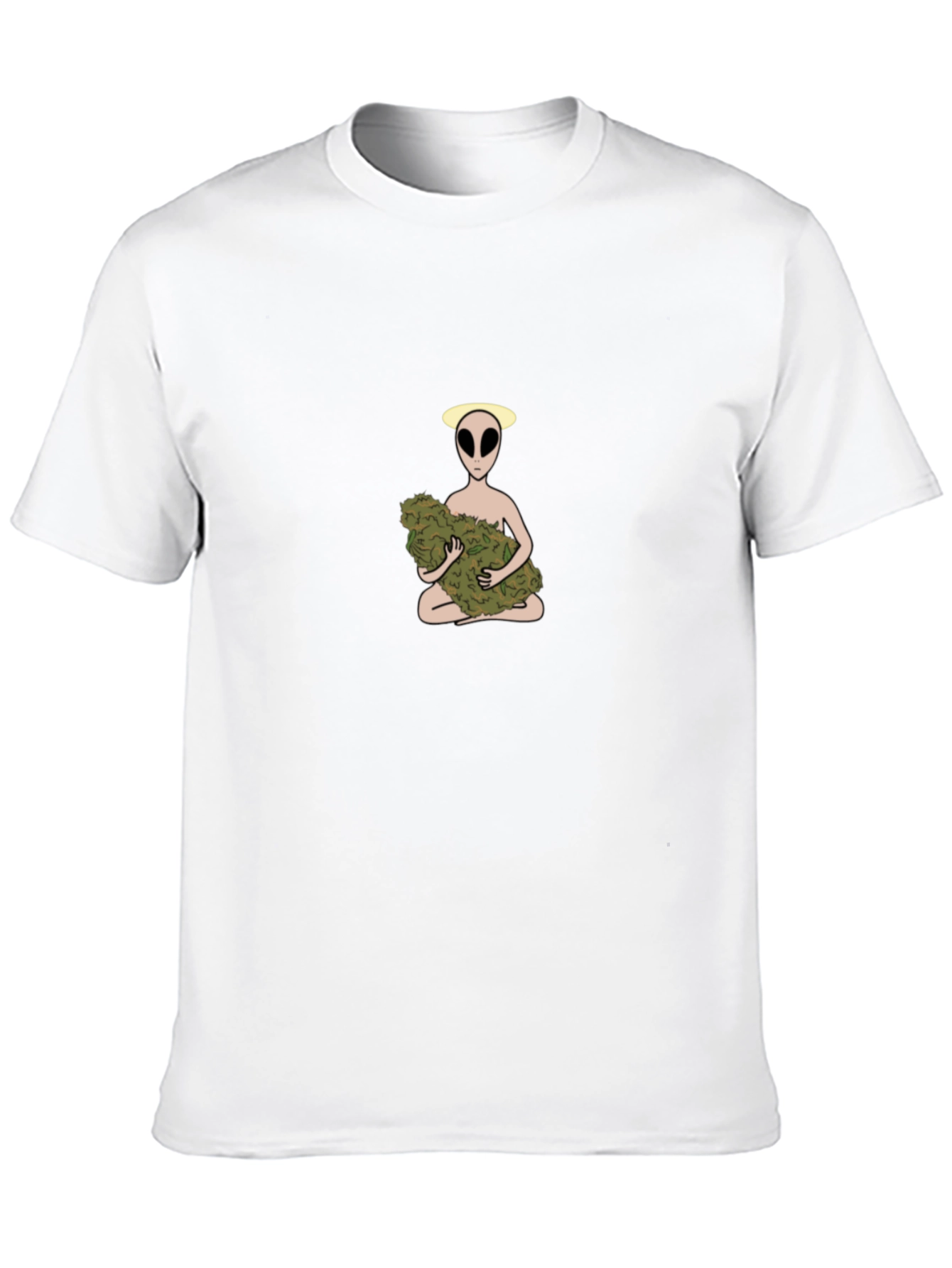 Alien Holding Weed Bud Graphic T-Shirt