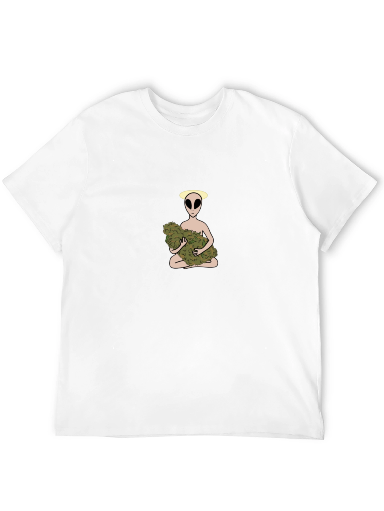 Alien Holding Weed Bud Graphic T-Shirt