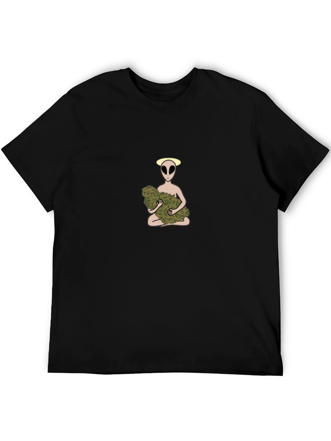 Alien Holding Weed Bud Graphic T-Shirt