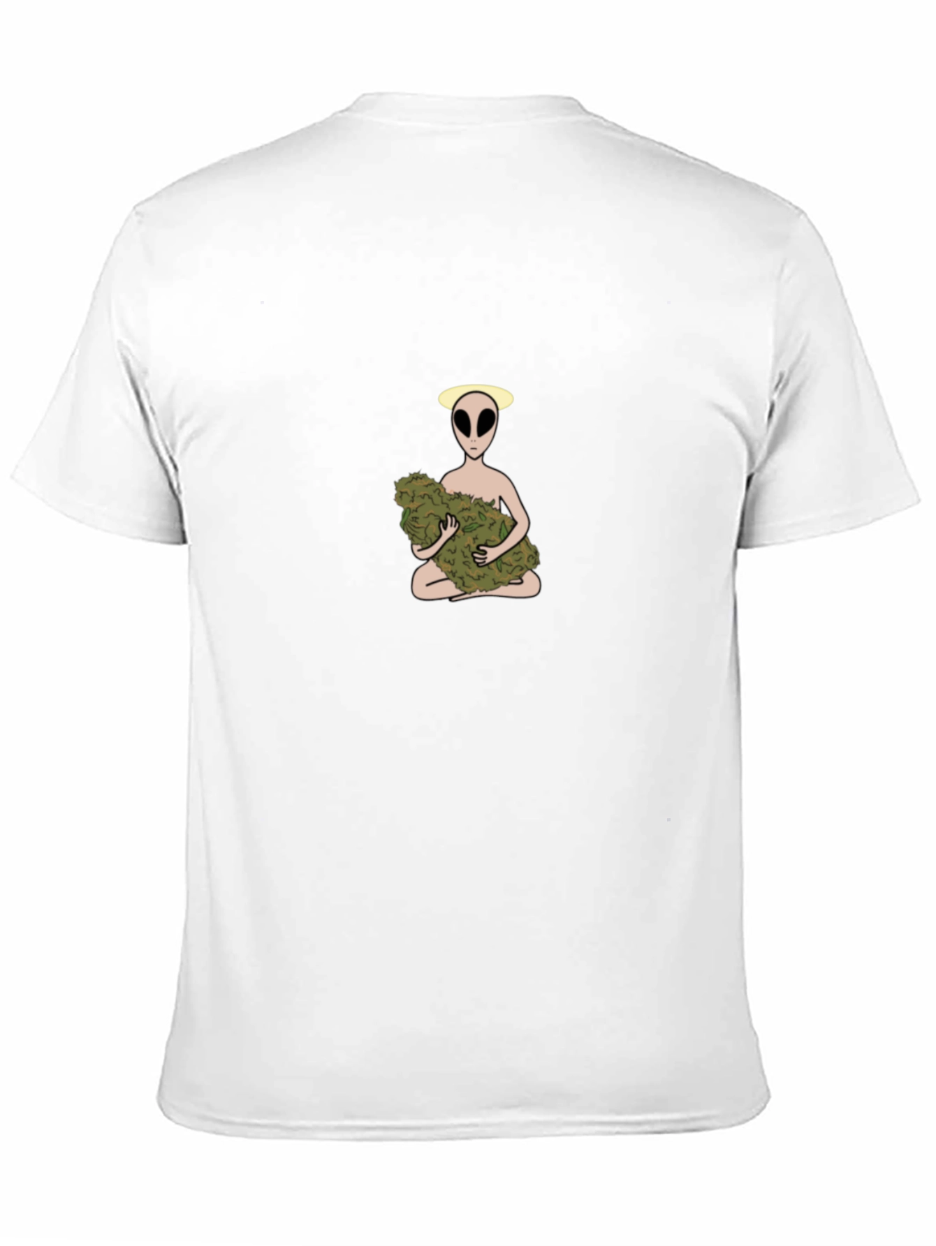 Alien Holding Weed Bud Graphic T-Shirt