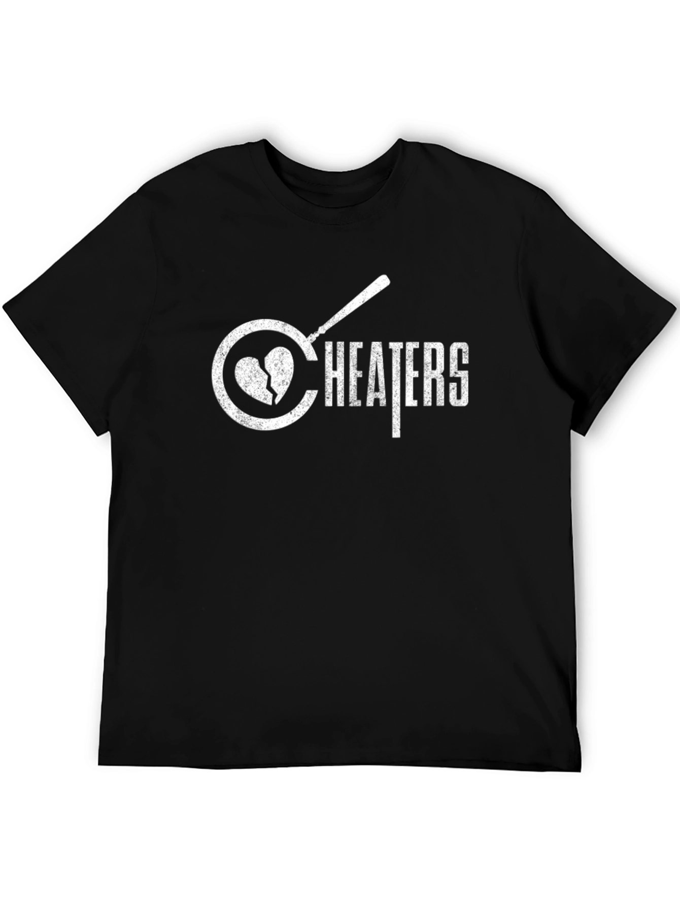 Cheaters T-Shirt - Broken Heart Design - Black Tee