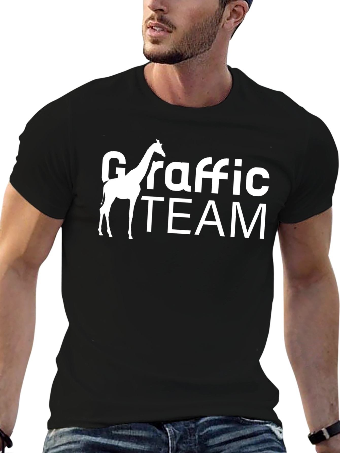 Giraffe Traffic Team Black Graphic Tee