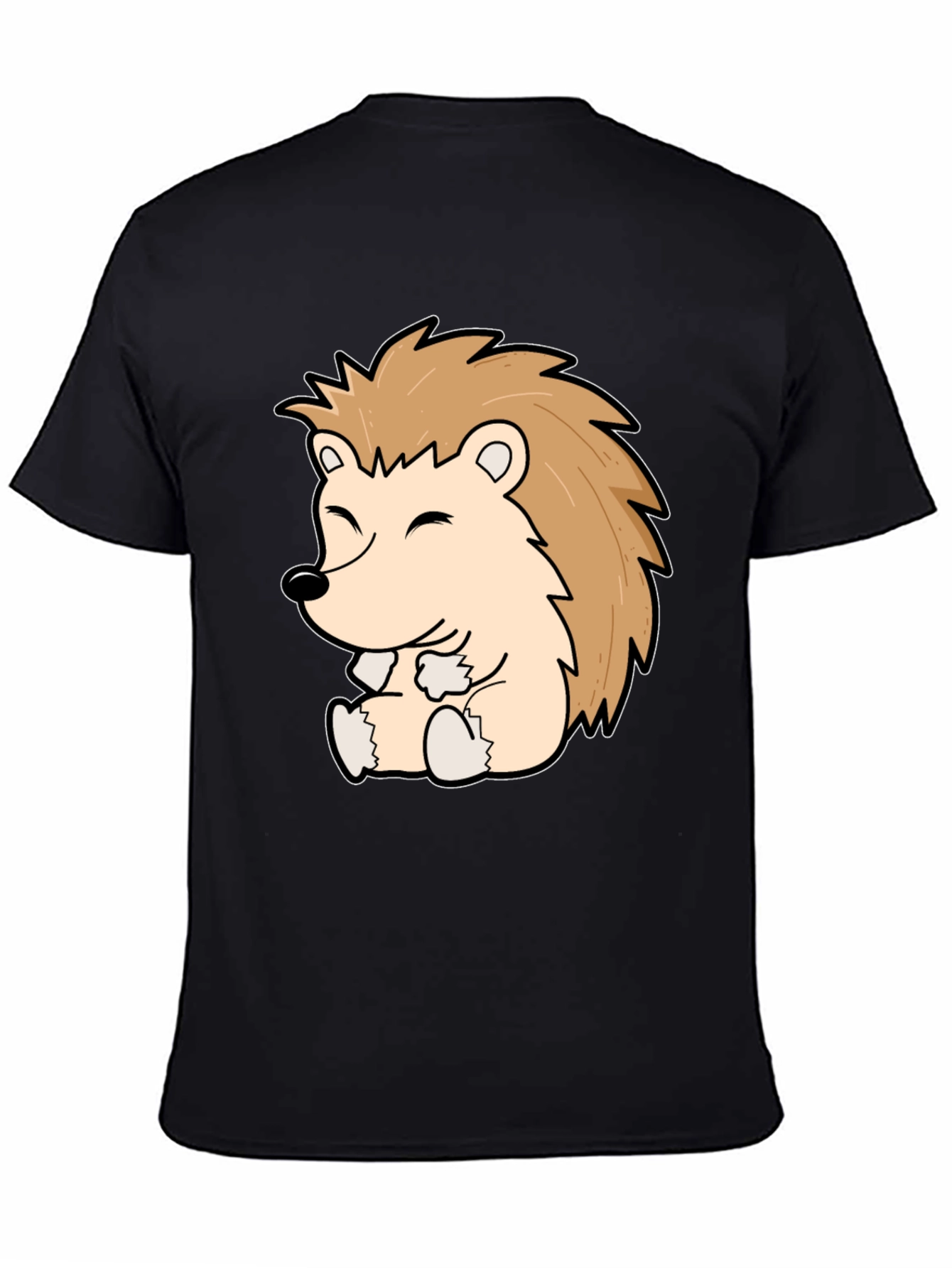 Cute Hedgehog Graphic Tee - Black Cotton Comfort