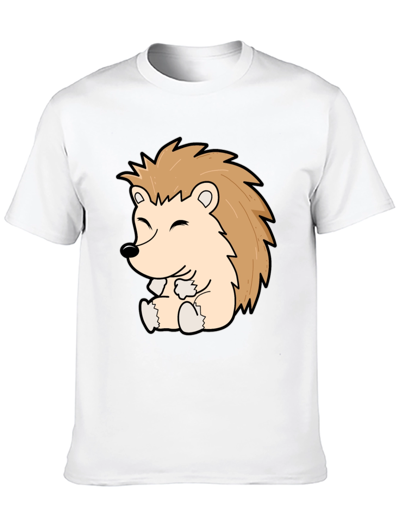 Cute Hedgehog Graphic Tee - Black Cotton Comfort