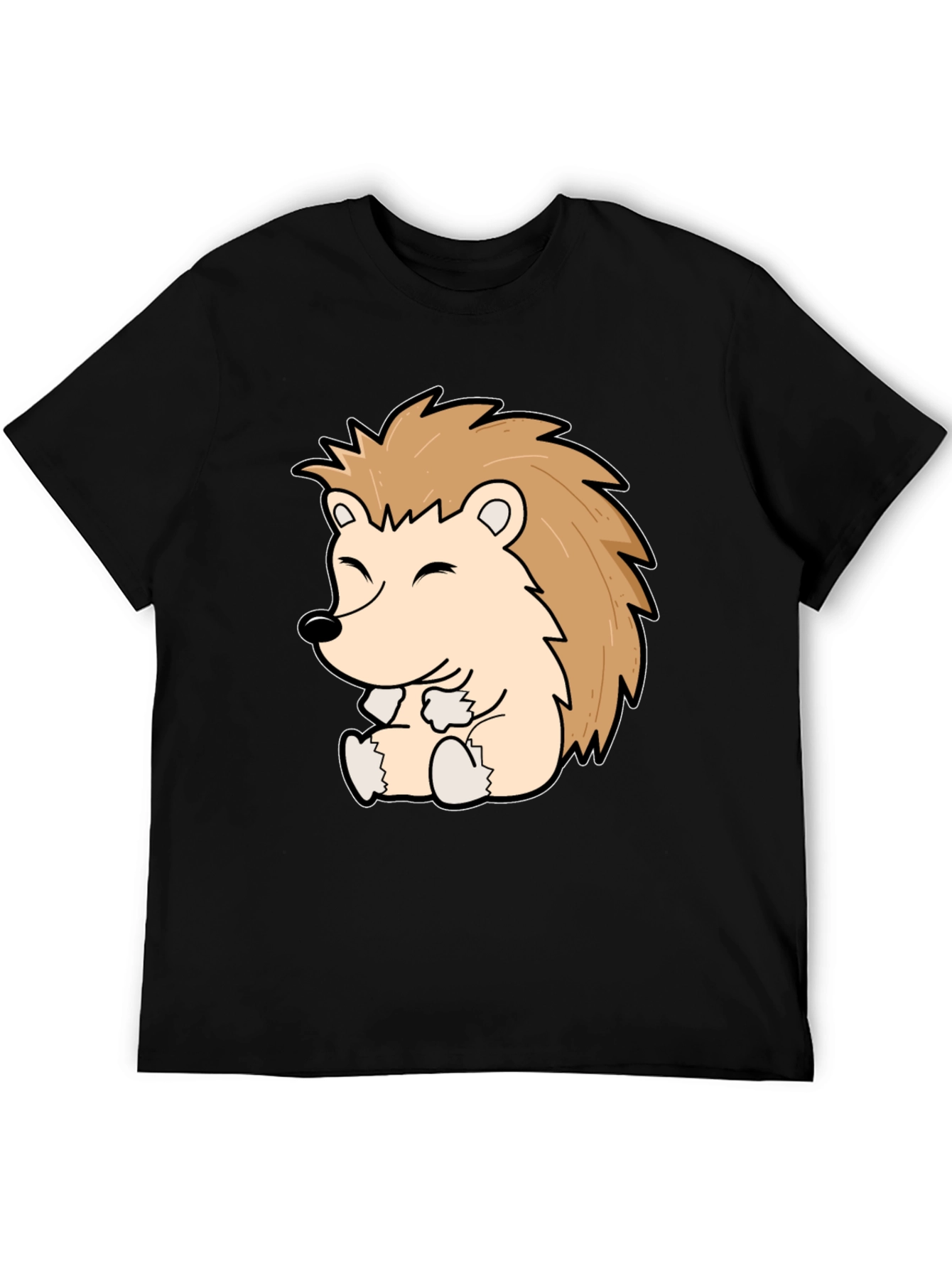 Cute Hedgehog Graphic Tee - Black Cotton Comfort