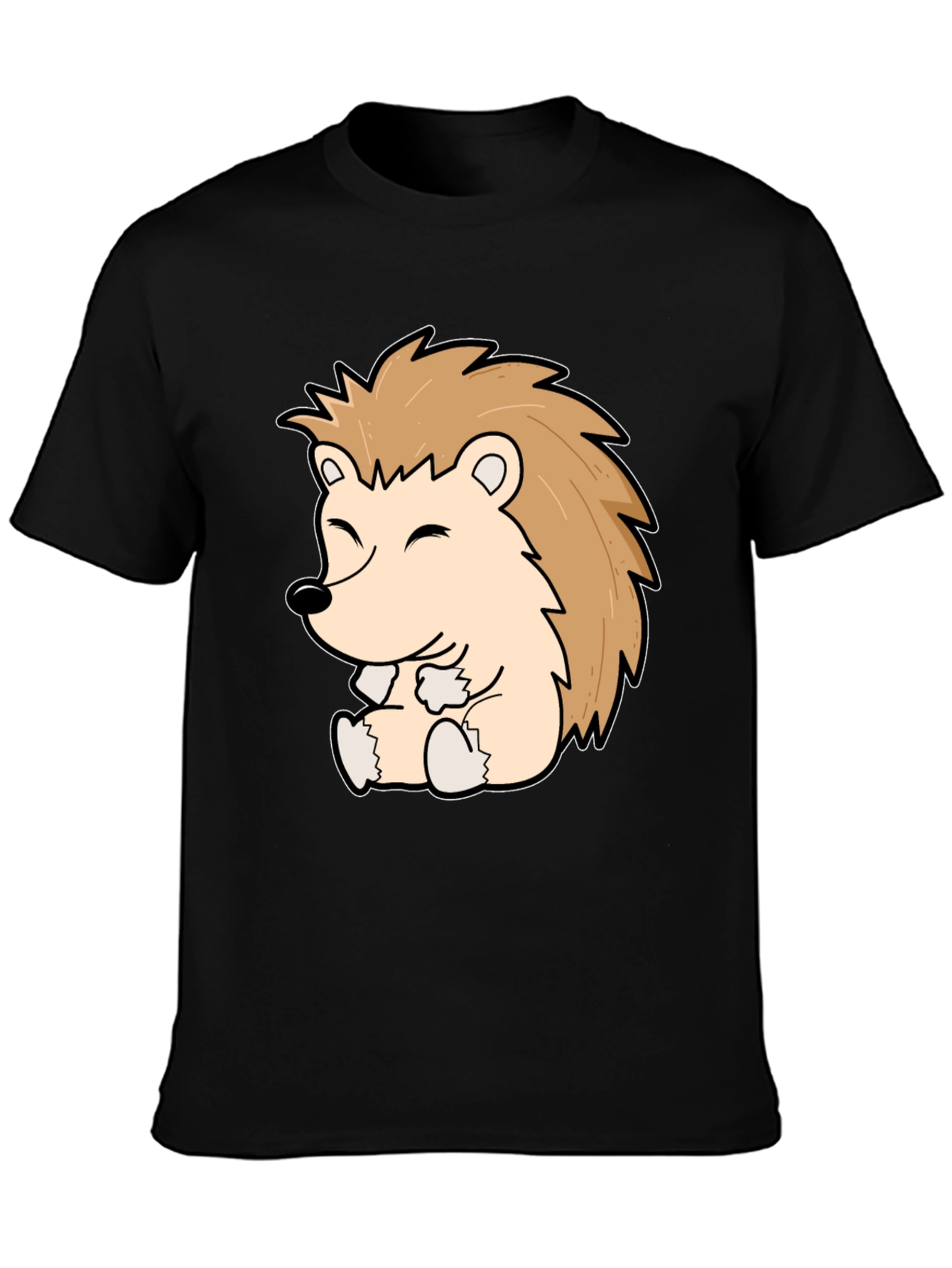 Cute Hedgehog Graphic Tee - Black Cotton Comfort