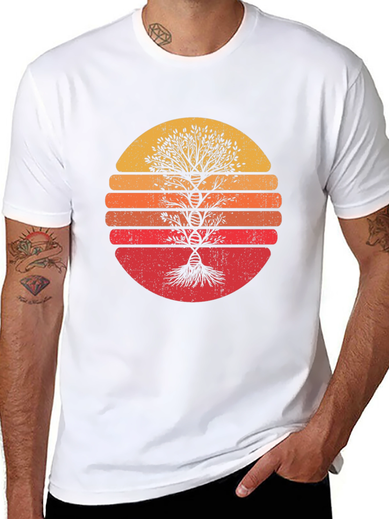 Retro Sunset Tree DNA Graphic Tee