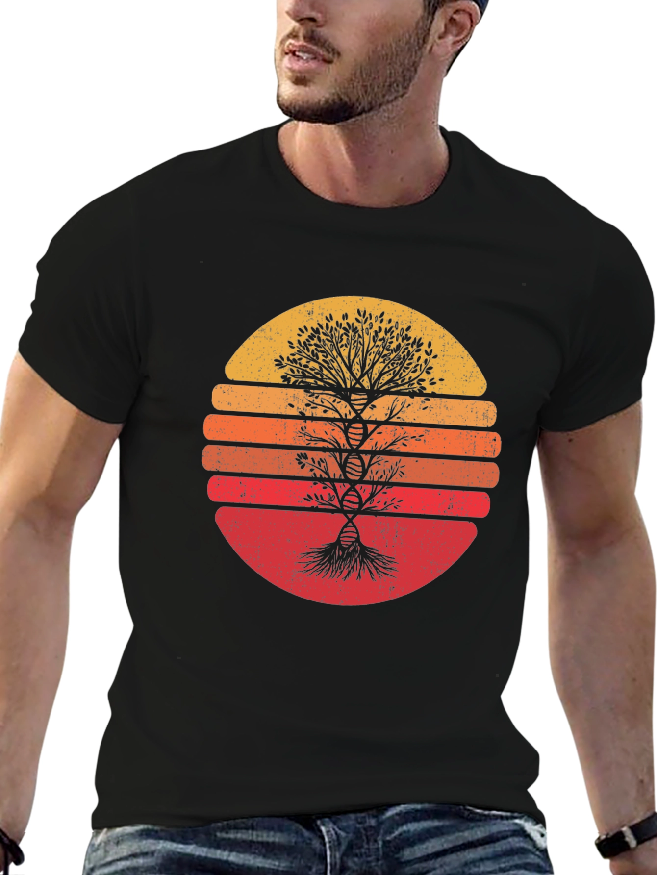 Retro Sunset Tree DNA Graphic Tee